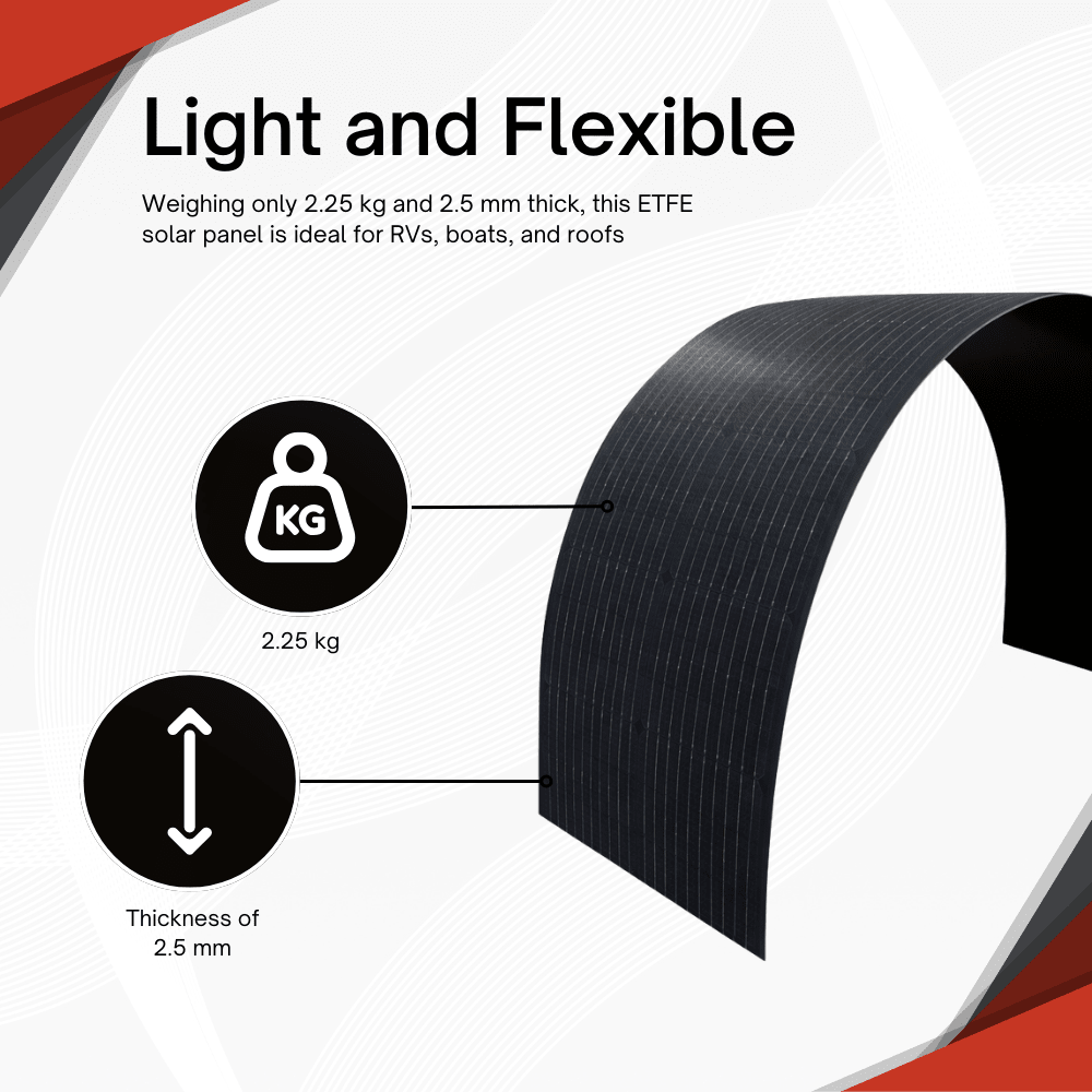 100W ETFE Flexibles Solarpanel – Monokristallines Solarmodul, Leicht & Robust, PV - Modul mit MC4 - Stecker, Ideal für Wohnmobil, Boot, Dach, Balkon, Camping & Netzunabhängige Anwendungen - AZ - Delivery