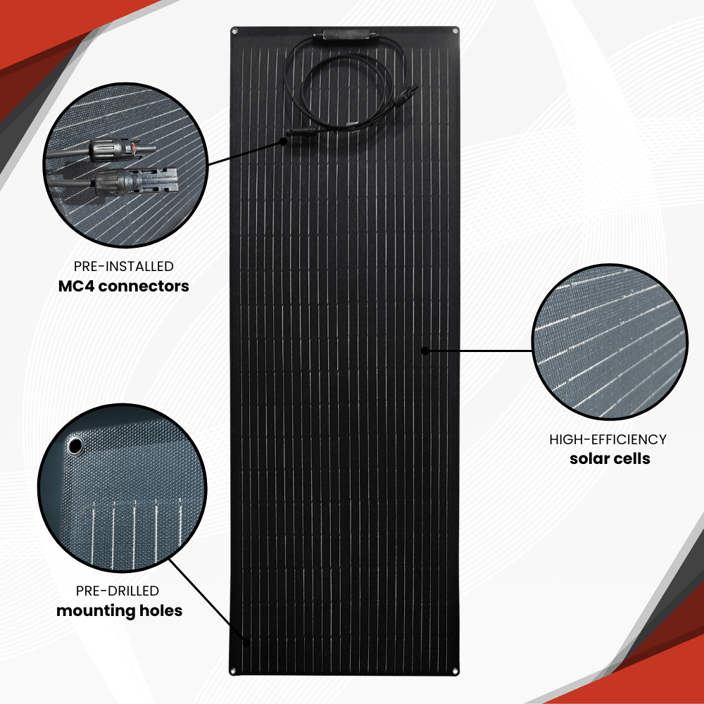 100W ETFE Flexibles Solarpanel – Monokristallines Solarmodul, Leicht & Robust, PV - Modul mit MC4 - Stecker, Ideal für Wohnmobil, Boot, Dach, Balkon, Camping & Netzunabhängige Anwendungen - AZ - Delivery