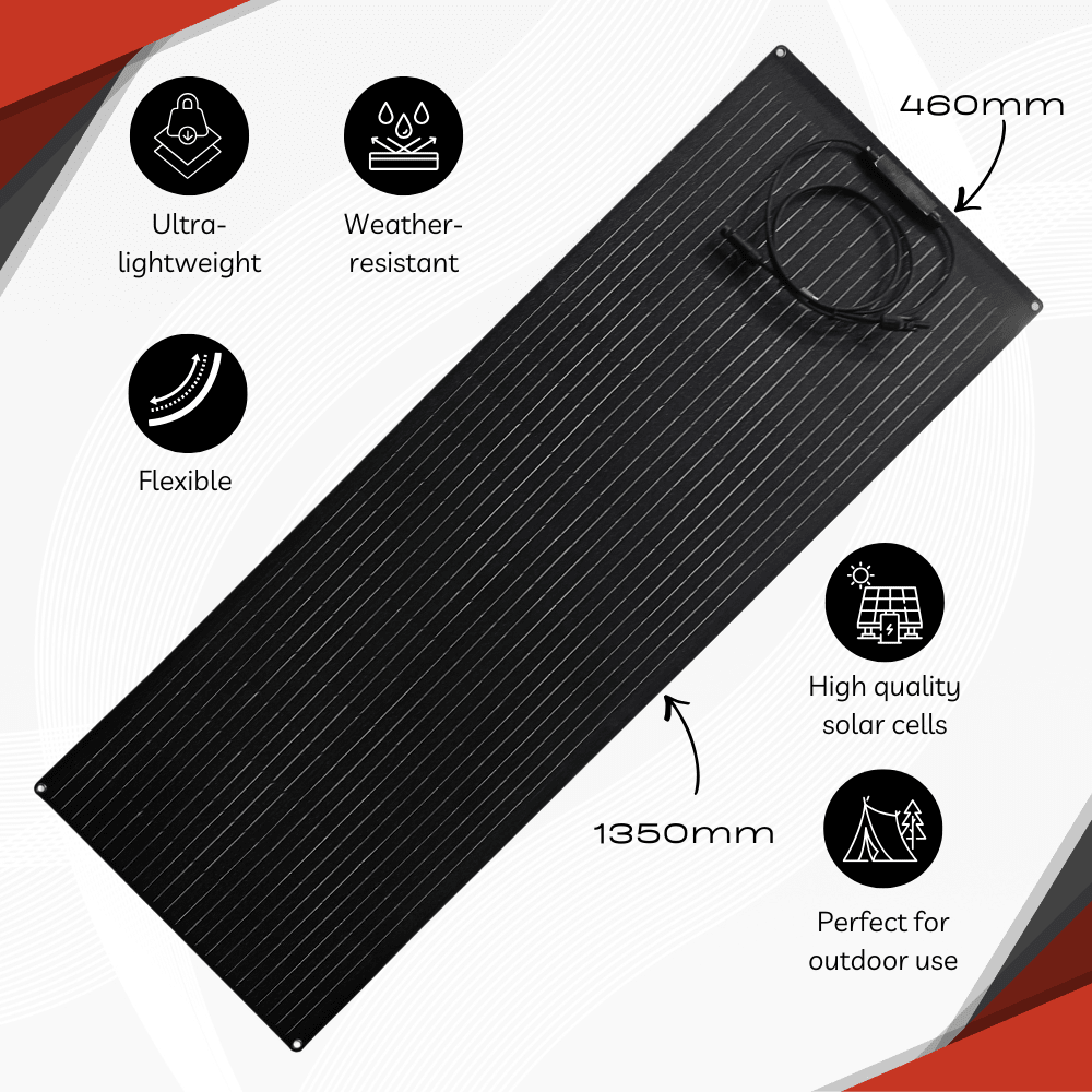 100W ETFE Flexibles Solarpanel – Monokristallines Solarmodul, Leicht & Robust, PV - Modul mit MC4 - Stecker, Ideal für Wohnmobil, Boot, Dach, Balkon, Camping & Netzunabhängige Anwendungen - AZ - Delivery