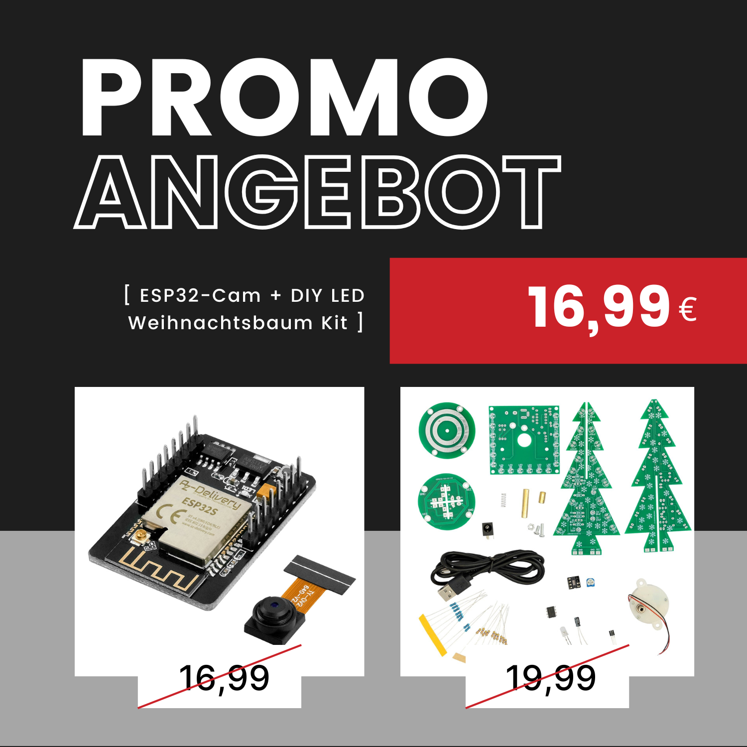 PROMO ANGEBOT: ESP32-Cam WROOVER + DIY LED Weihnachtsbaum Kit