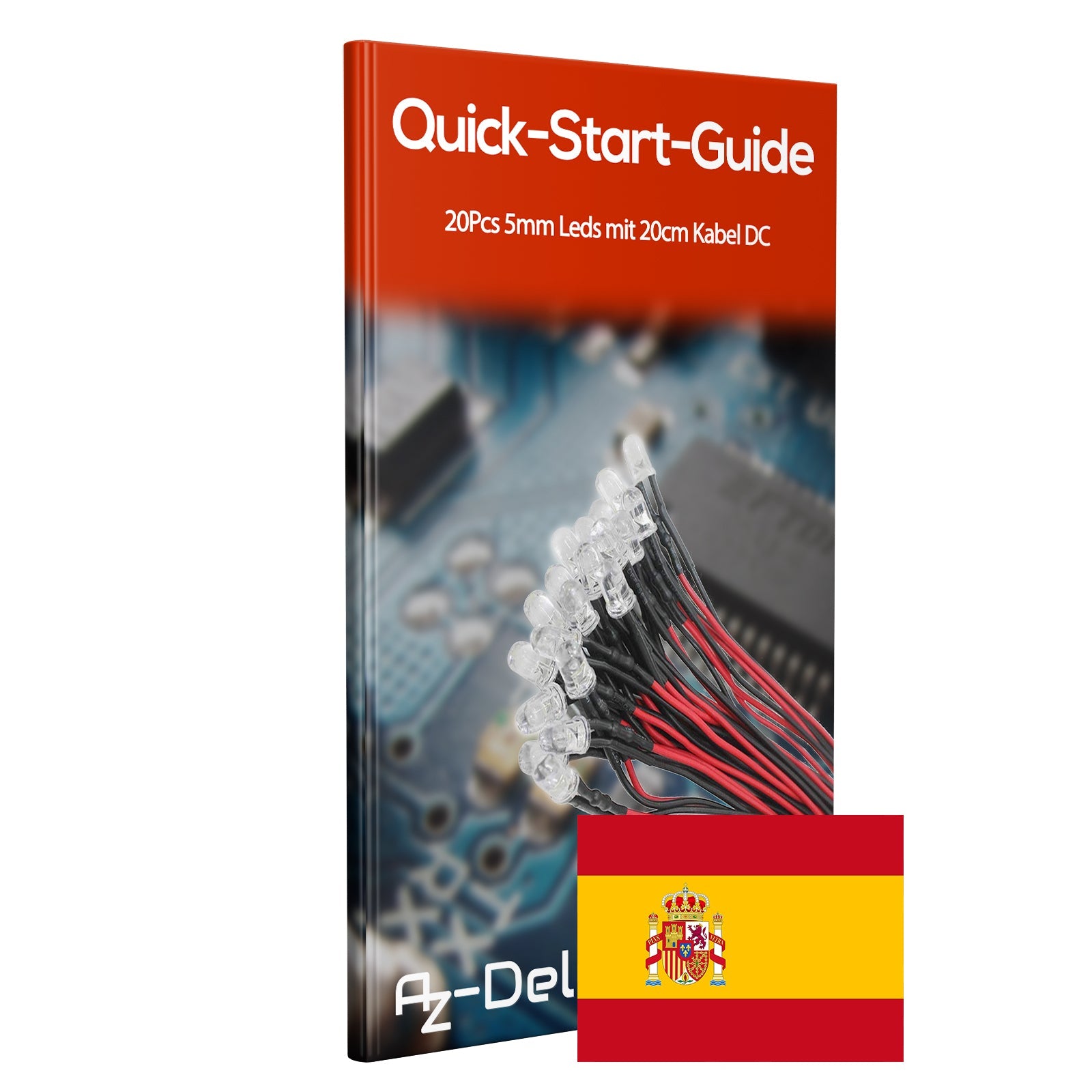 20 Stück 5mm LEDs mit 20cm Kabel DC 12V fertig verkabelt + 5mm LED Montageringe - AZ - Delivery