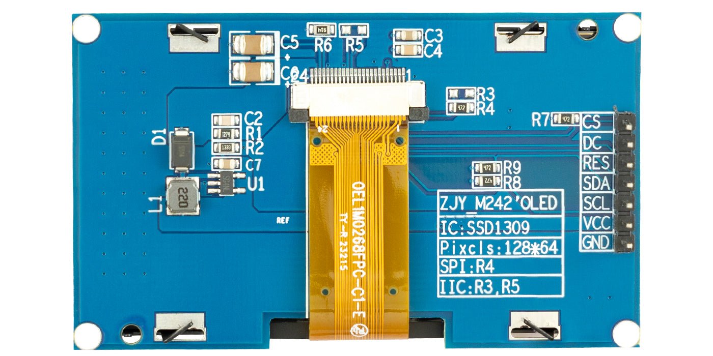 2,42" 128X64 - OLED - Anzeigemodul SPI - 2.42 Zoll OLED Bildschirm kompatibel mit Arduino UNO R3 - Weiße Schrift OLED - AZ - Delivery