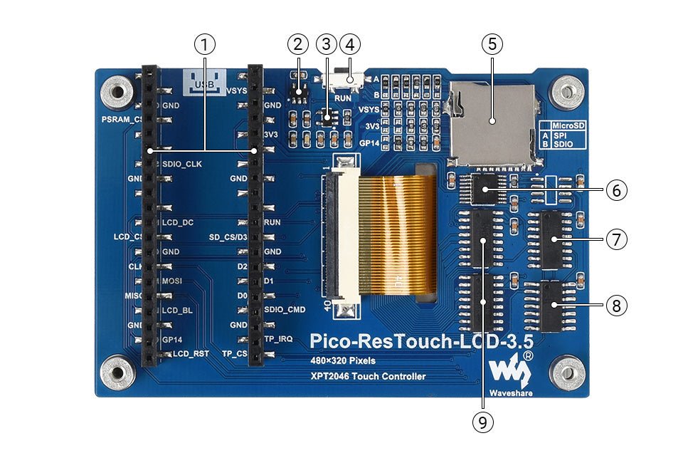 3,5 " TFT Touch Shield für Raspberry Pi Pico - AZ - Delivery