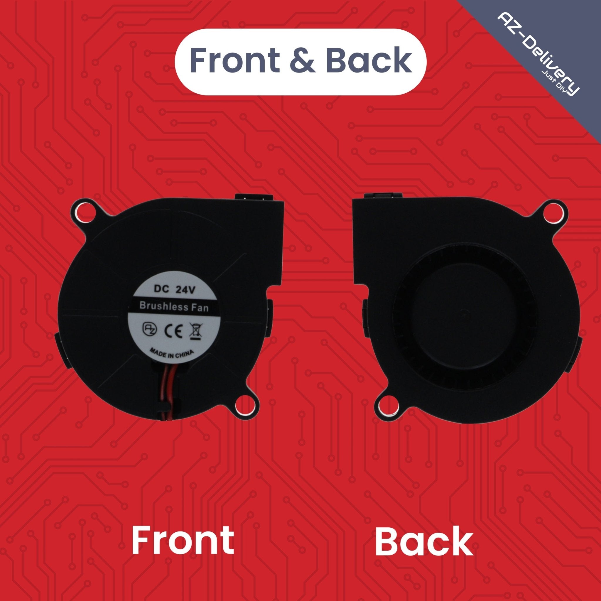 5015 DC 24V Lüfter Radiallüfter – 50 x 50 x 15 mm Brushless Mini - Gebläse für Elektronik - Kühlung, 3D - Drucker, Haushaltsgeräte – Leise & Effizient, 2 - Pin Anschluss – inkl. E - Book - AZ - Delivery
