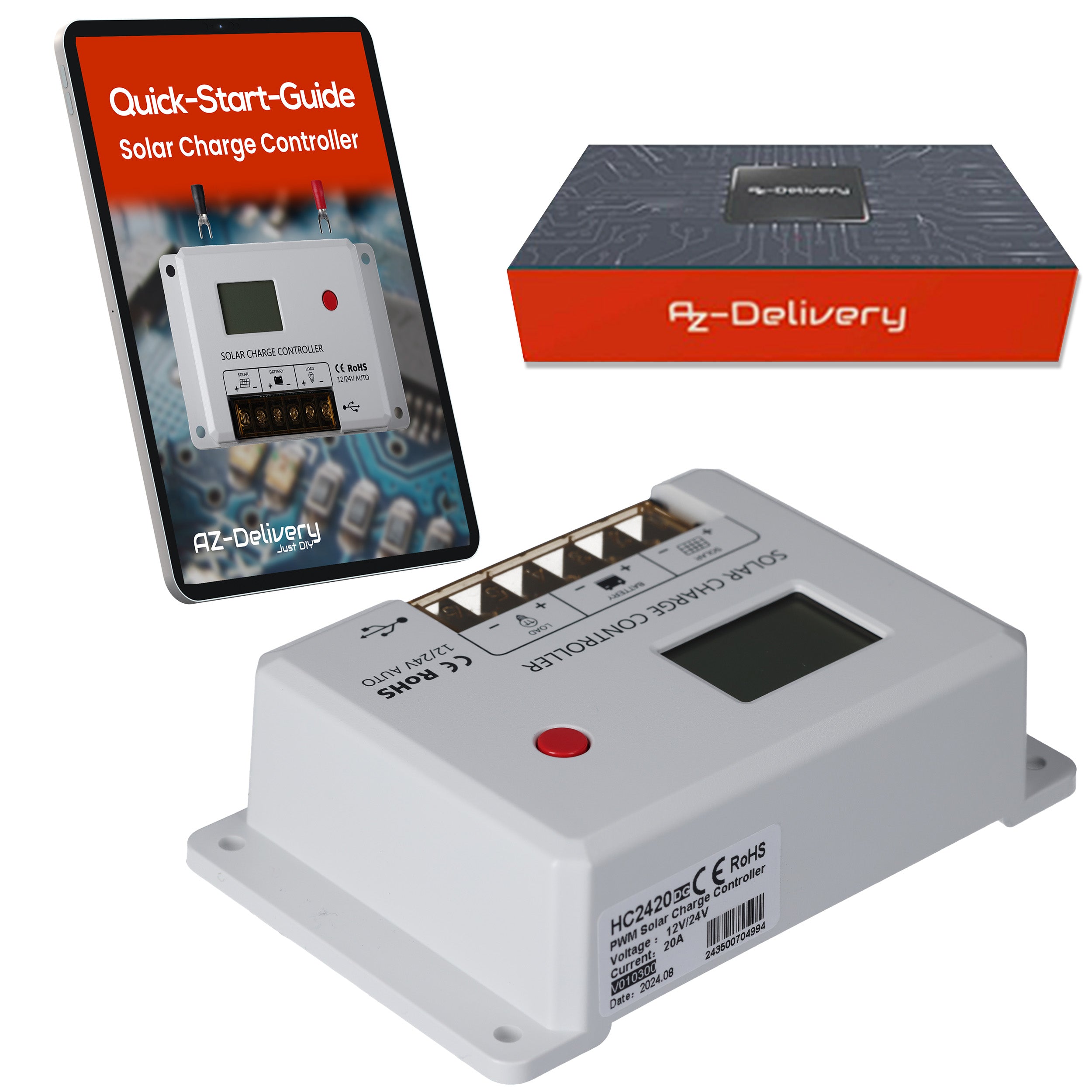 MIT-HC2420 Caricabatterie solare PWM 12V/24V, regolatore di carica solare 20A con LCD, doppia porta USB, protezione da cortocircuito e inversione di polarità, regolatore di carica solare per batterie LiFePO4, Gel e AGM