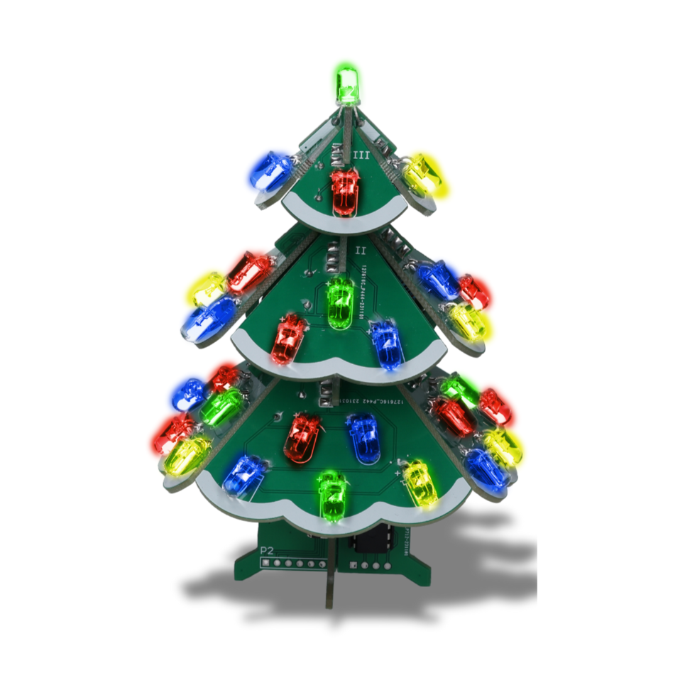 Kit de soudure 3D DIY pour sapin de Noël : kit électronique LED multicolore, 7 couleurs, carte PCB STEM