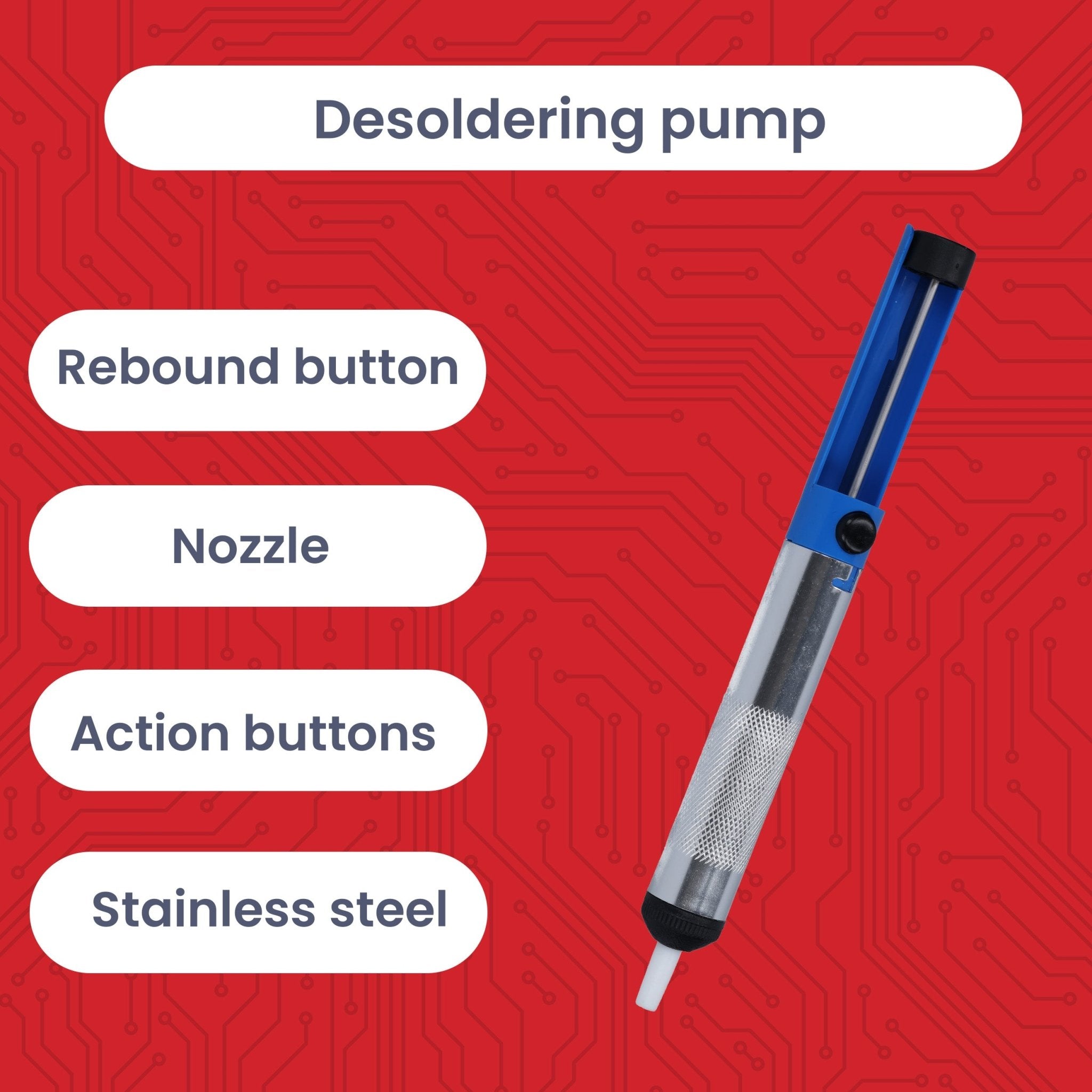 Entlötpumpe Lötpumpe Lötsauger Desoldering Pump – Lötzinn Entferner für Elektronik & Platinen – Manuelle Vakuum Entlötwerkzeug mit Hitzebeständiger Düse – Lötzubehör für Reparaturen & DIY - AZ - Delivery