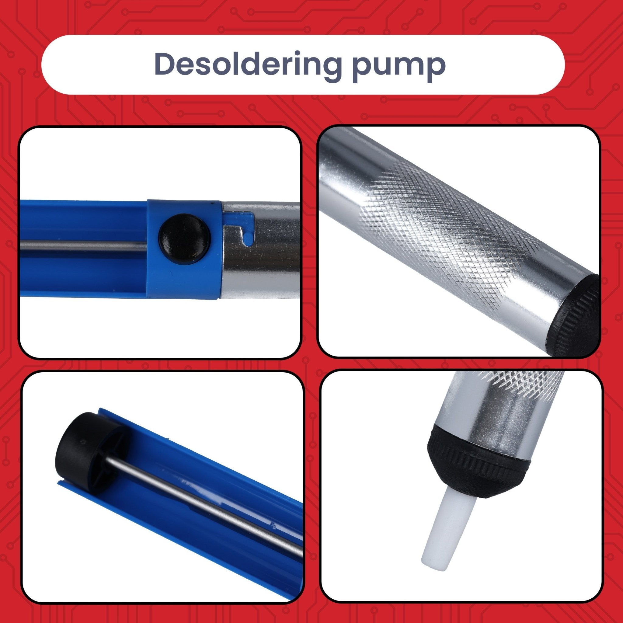 Entlötpumpe Lötpumpe Lötsauger Desoldering Pump – Lötzinn Entferner für Elektronik & Platinen – Manuelle Vakuum Entlötwerkzeug mit Hitzebeständiger Düse – Lötzubehör für Reparaturen & DIY - AZ - Delivery