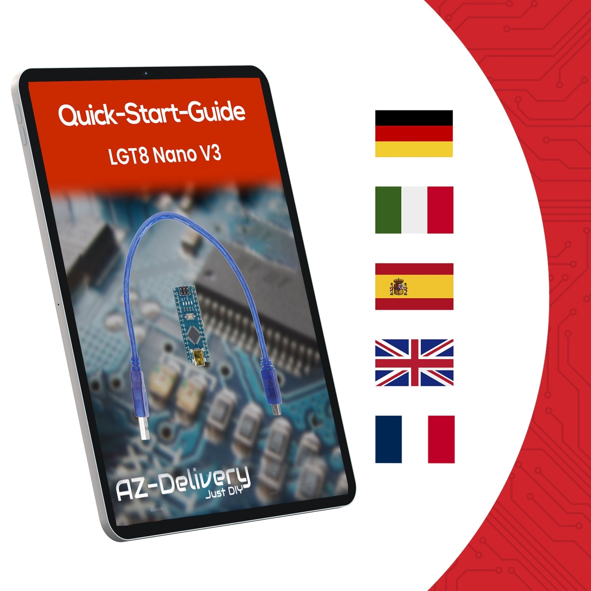 LGT8 Nano V3 - Mikrocontroller Board mit LGT8F328P und CH340, kompatibel mit Arduino Nano, 32 MHz Taktfrequenz, mit vorgelöteten Pins & USB - Kabel - AZ - Delivery