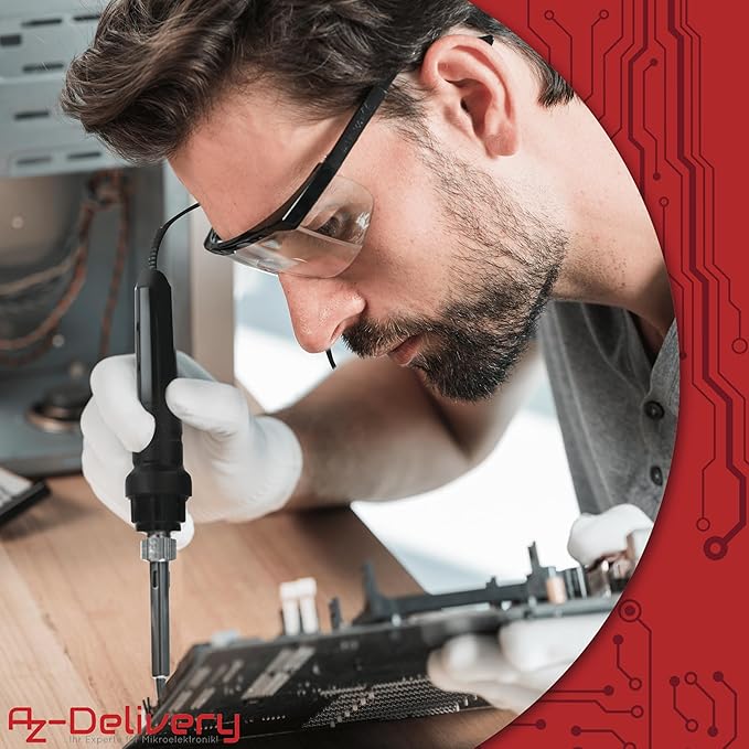 Lötstation 926LED V2 Lötkolben - Kit, 130W, einstellbar 200°C - 480°C, inklusive steckbarem Lötkolbengriff, Lötständer und hitzebeständigem Reinigungsschwamm - Ideal für Heimwerkerprojekte und Heimwerken - AZ - Delivery