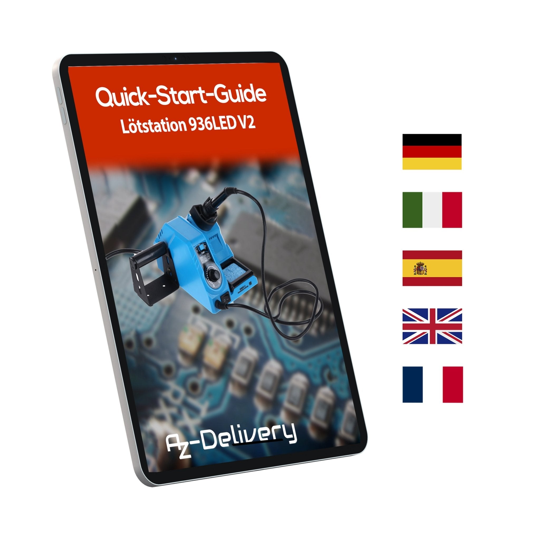 Lötstation 926LED V3 Lötkolben - Kit, 130W, einstellbar 200°C bis 480°C, inklusive steckbarem Lötkolbengriff, Lötständer, Lötspitzenreiniger & hitzebeständigem Reinigungsschwamm - AZ - Delivery