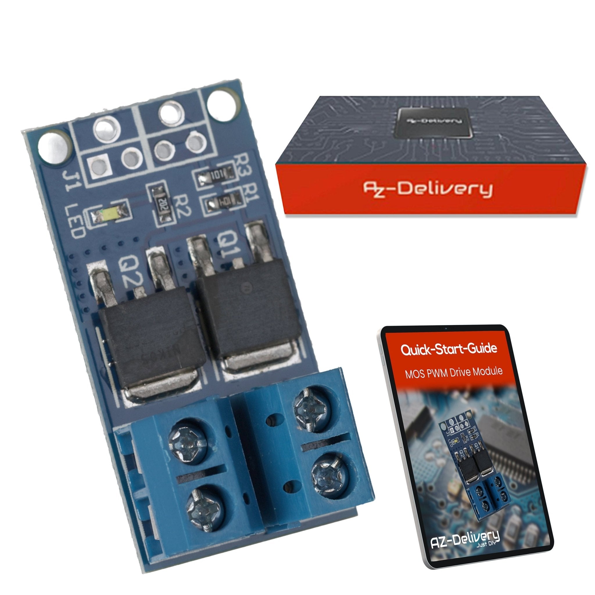 MOSFET PWM Regler Modul DC 5V - 36V 15A, kompatibel mit Arduino - kompatibel mit Raspberry Pi, für Mikrocontroller, LED 12V, Solenoid, Motorsteuerung, Servo Motor, Schrittmotor, Netzteil, PWM Controller, Transistor - AZ - Delivery