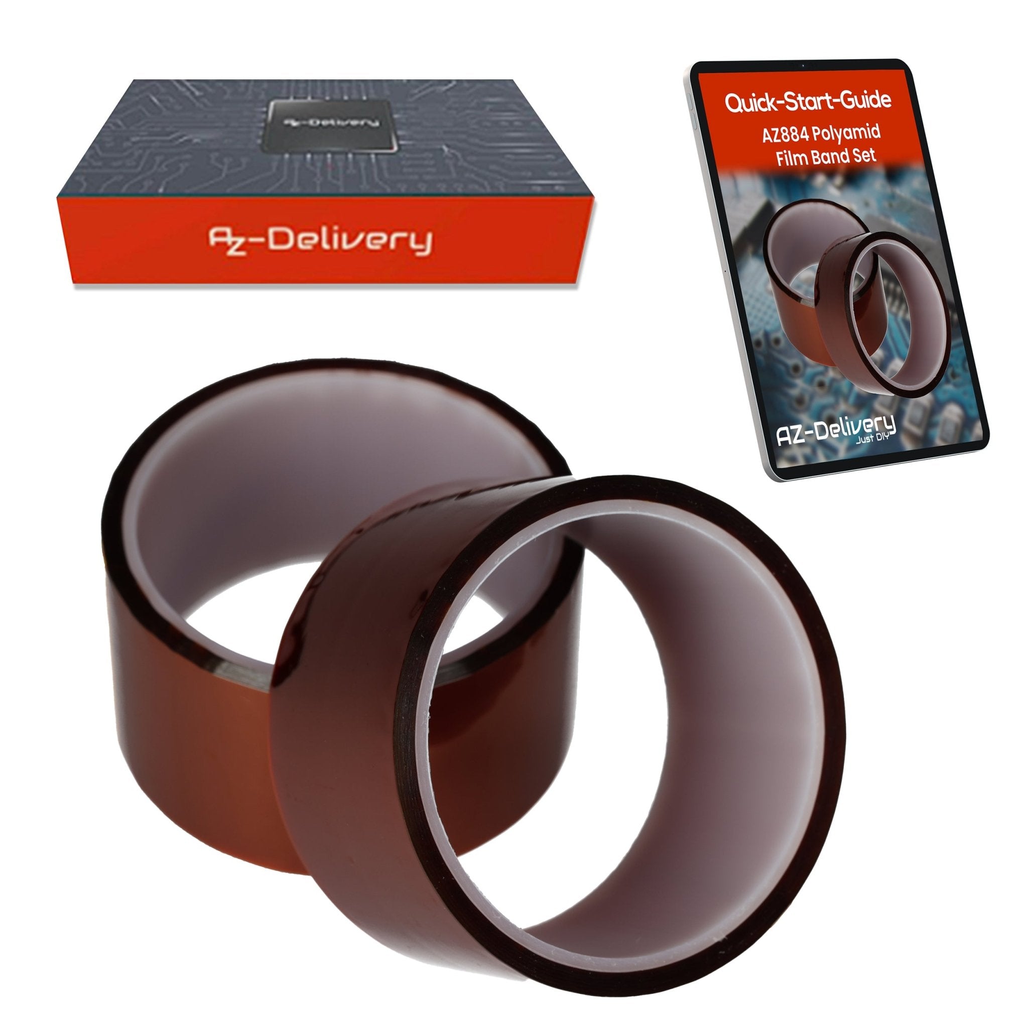 Polyimid Klebeband 5cm x 33m – Hitzebeständiges Klebeband bis 300°C – Perfekt für 3D - Druck, Sublimationsdruck, Elektronik und Isolierung - AZ - Delivery