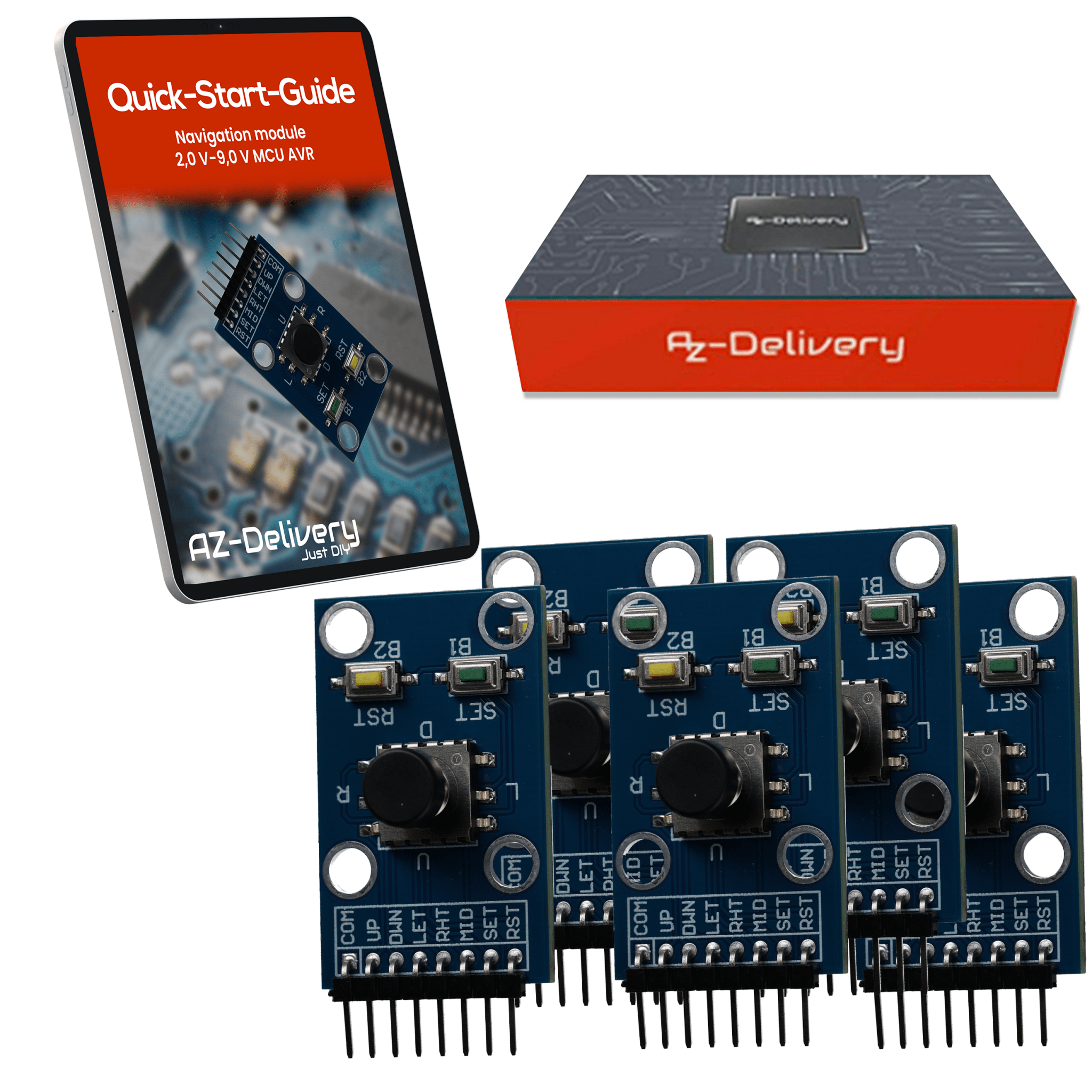 Projekt - /Menü - Navigations Modul mit Joystick und Tastern kompatibel mit Arduino und Raspberry Pi – Digitales Eingabemodul zur Menüsteuerung und Projekt - Navigation - AZ - Delivery