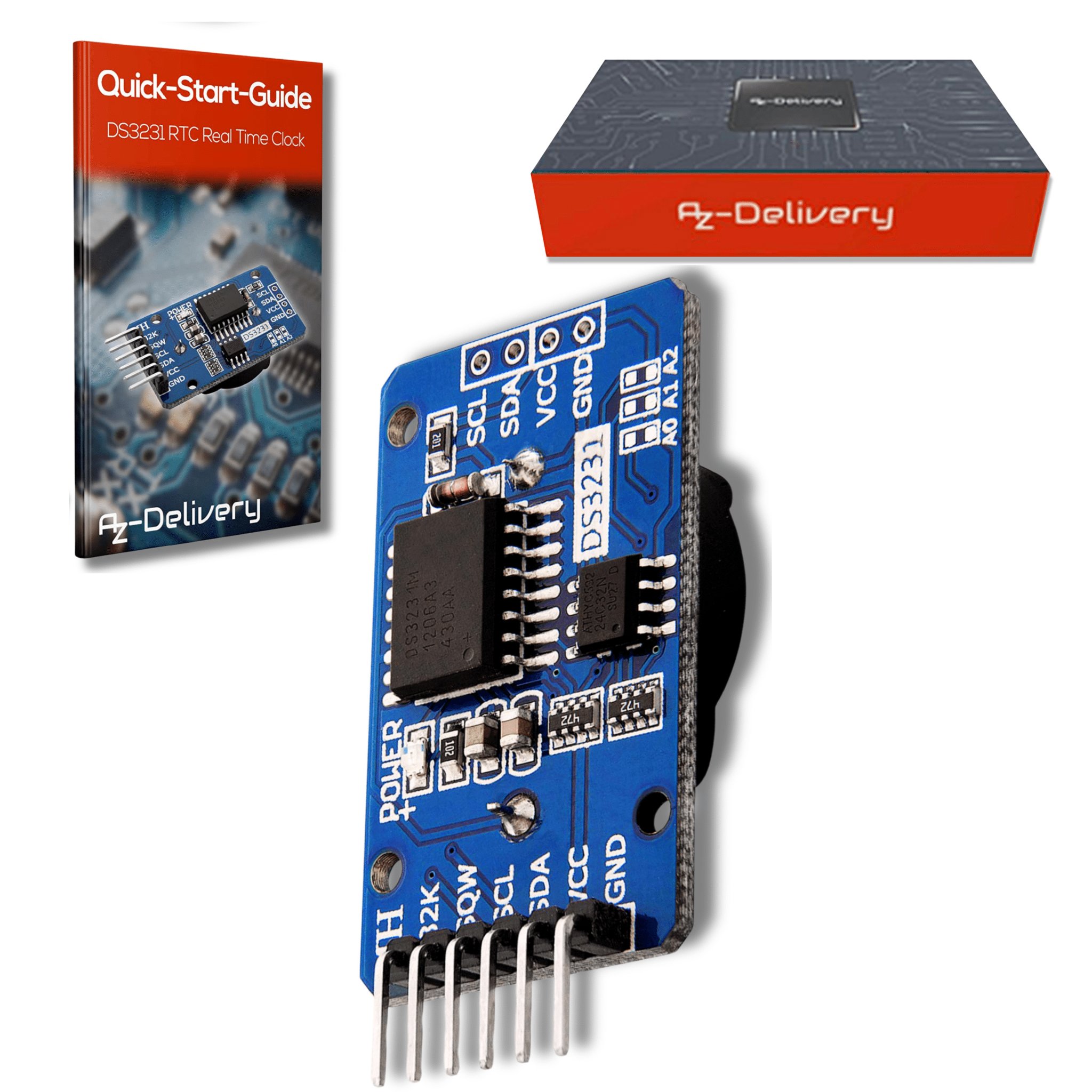 Real Time Clock RTC DS3231 I2C Echtzeituhr kompatibel mit Arduino und Raspberry Pi - AZ - Delivery