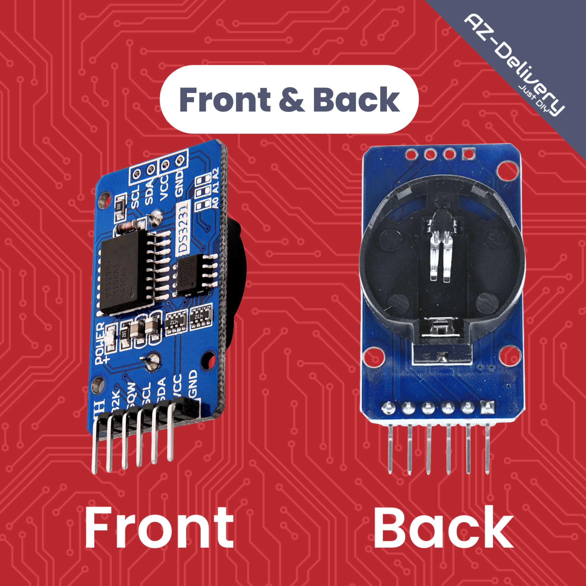 Real Time Clock RTC DS3231 I2C Echtzeituhr kompatibel mit Arduino und Raspberry Pi - AZ - Delivery