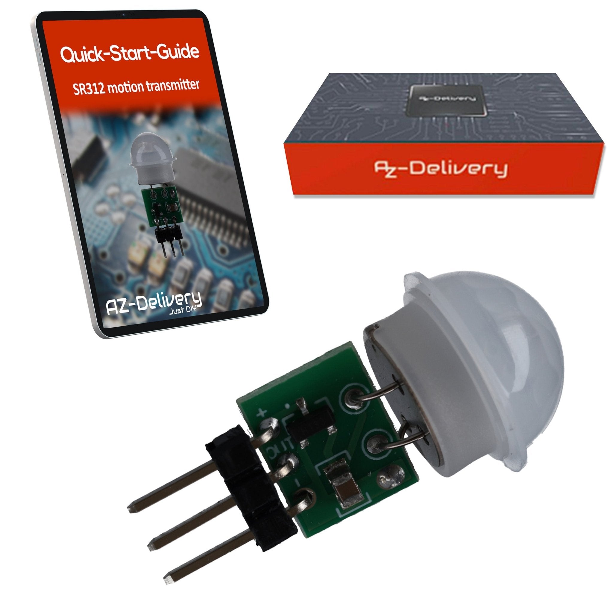 SR312 Mini PIR Bewegungssensor 12V – Infrarot IR Sensor Modul für Arduino, 2,7–12V, 100° Erfassung, 5m Reichweite, kompakter Bewegungsmelder, HC - SR501 Alternative - AZ - Delivery