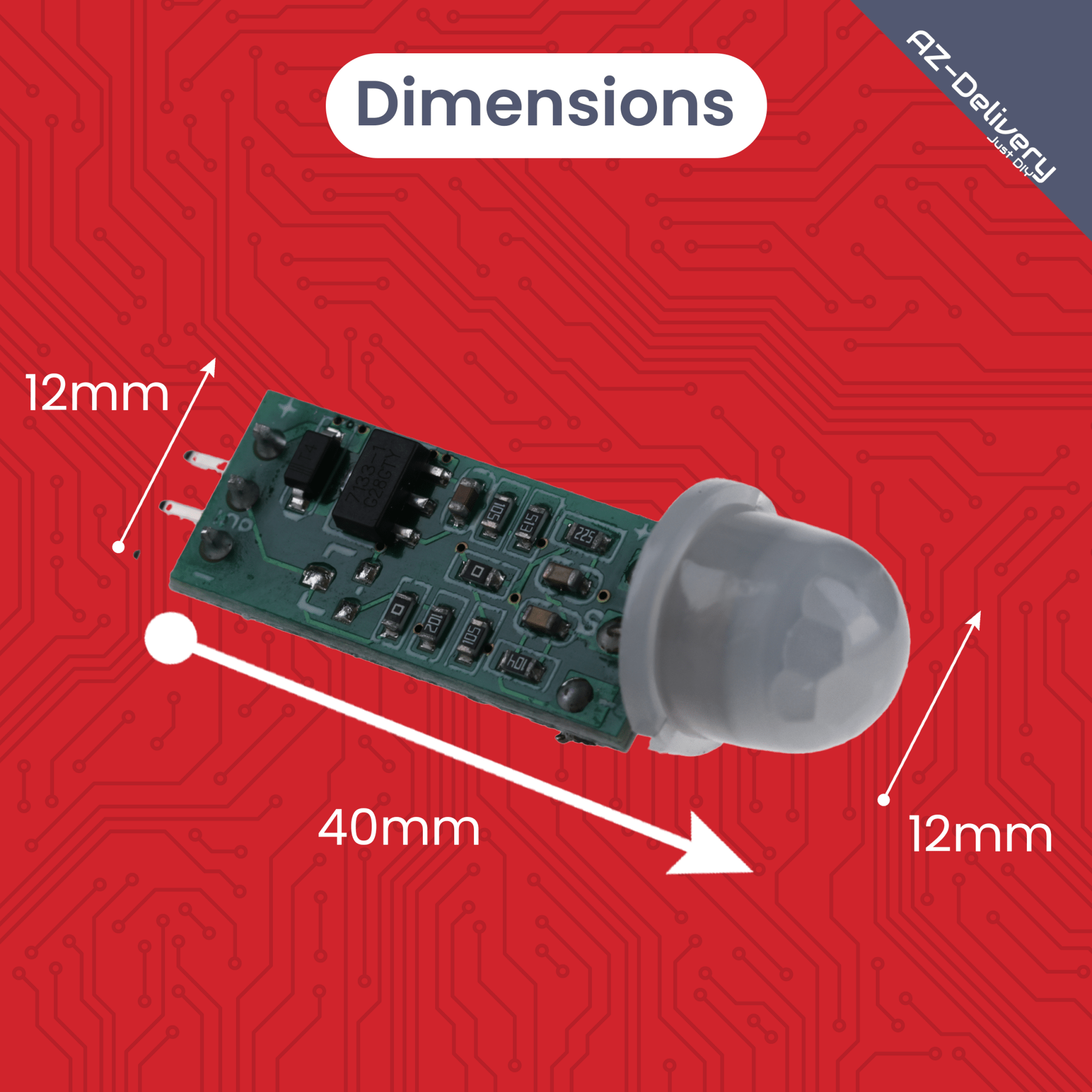 SR505 Mini PIR Bewegungssensor 4,5–20V – Infrarot IR Sensor Modul für Arduino, 100° Erfassung, 4m Reichweite, kompakter Bewegungsmelder, HC - SR501 Alternative - AZ - Delivery