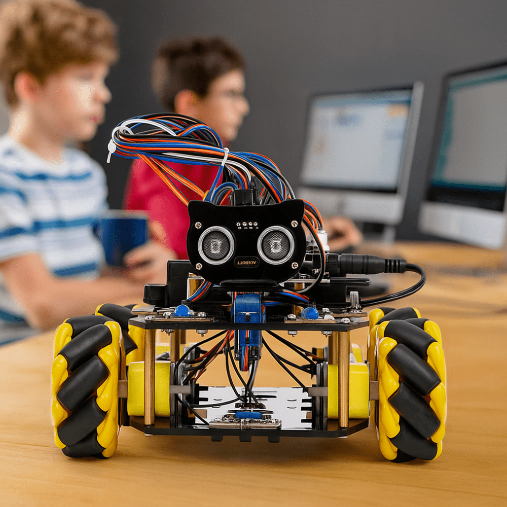 STEM Roboterauto - Starterkit, Mecanum - Wheels mit ESP32 - Controller - Board | Unterstützt Arduino und ACECode Programmierung - AZ - Delivery