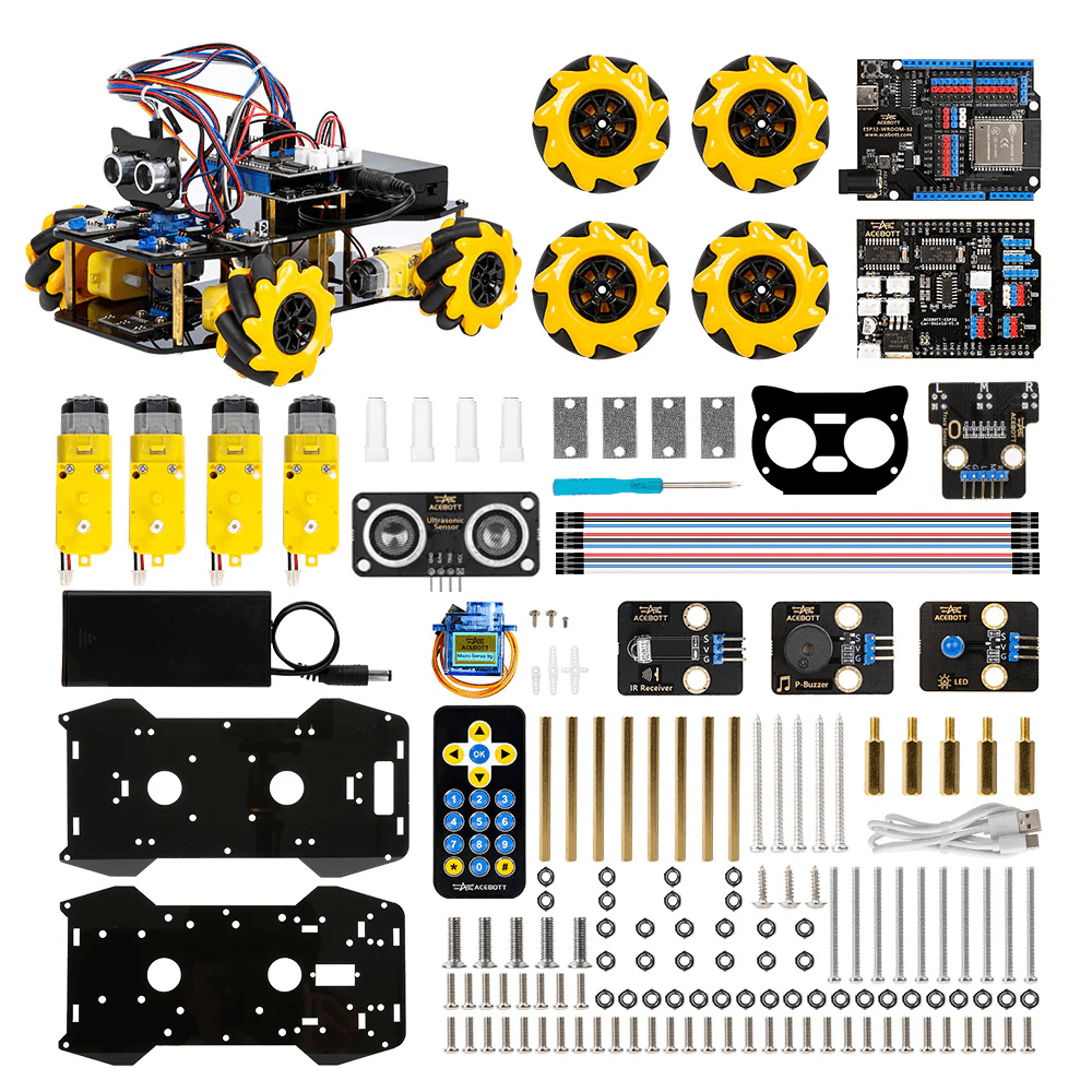 STEM Roboterauto - Starterkit, Mecanum - Wheels mit ESP32 - Controller - Board | Unterstützt Arduino und ACECode Programmierung - AZ - Delivery