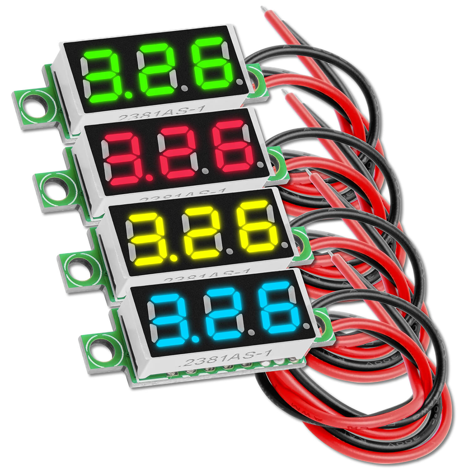 Mini voltmètre numérique à LED de 0,28 pouces, 2 fils DC 2,5V - 30V,  Affichage à 7 segments compatible avec Arduino