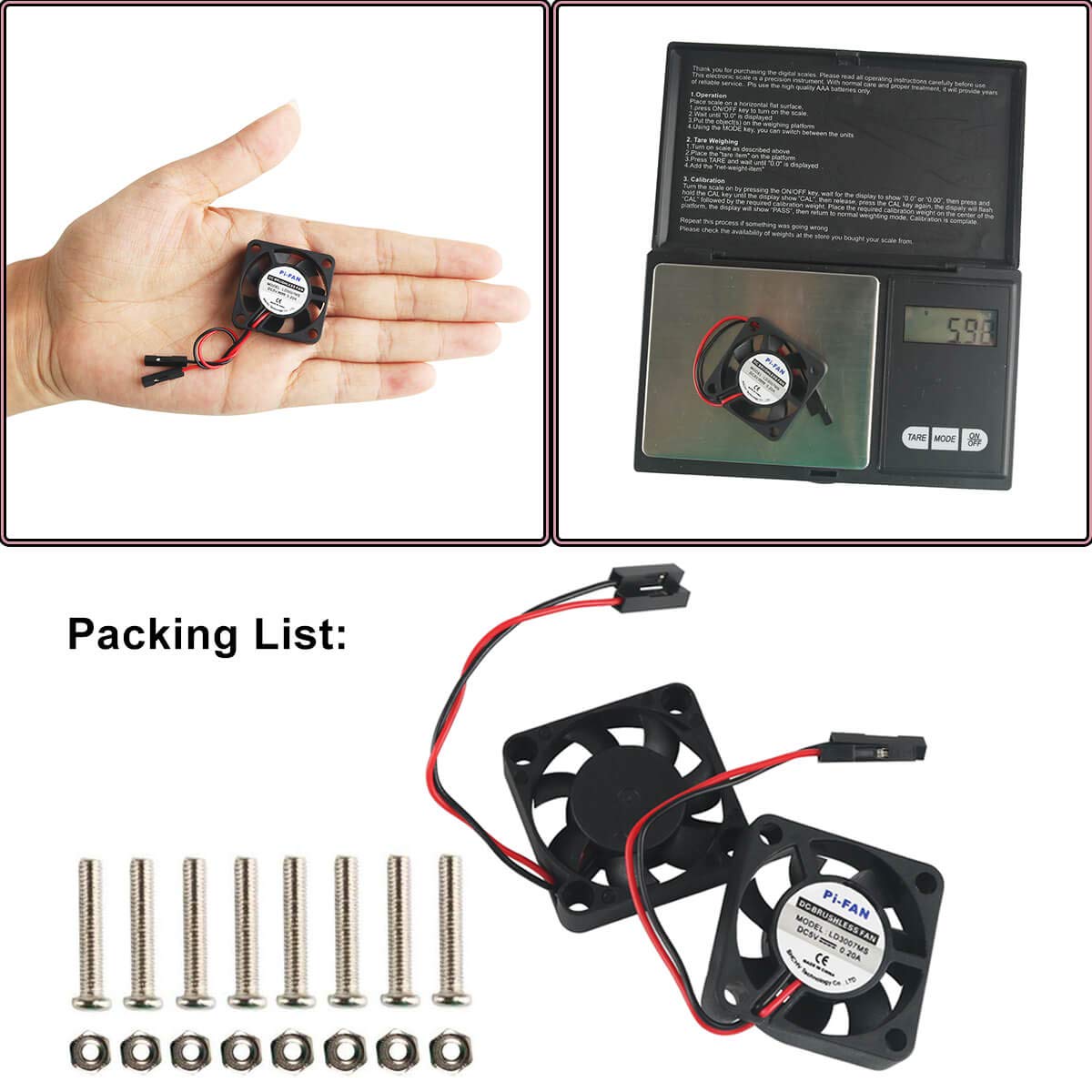 2pcs Raspberry Pi DC Bürstenlose Lüfter Kühlkörper Kühler Trennschnittstelle 3,3 V 5 V