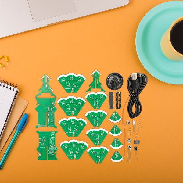 3D DIY Weihnachtsbaum Löt-Set: Bunte LED Elektronik Bausatz, 7 Farben, STEM PCB-Platine - AZ-Delivery