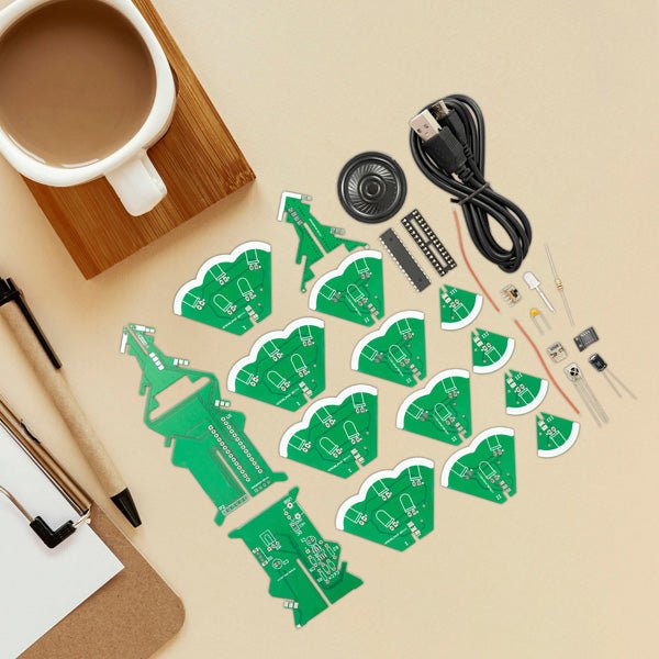 3D DIY Weihnachtsbaum Löt-Set: Bunte LED Elektronik Bausatz, 7 Farben, STEM PCB-Platine - AZ-Delivery