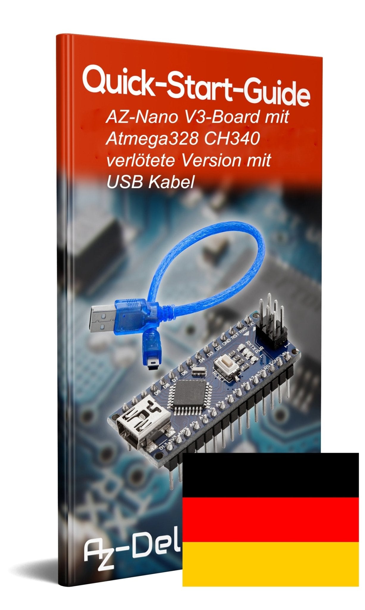 AZ-Nano V3-Board Atmega328 CH340 fertig verlötete, verbesserte Version mit USB Kabel - AZ-Delivery