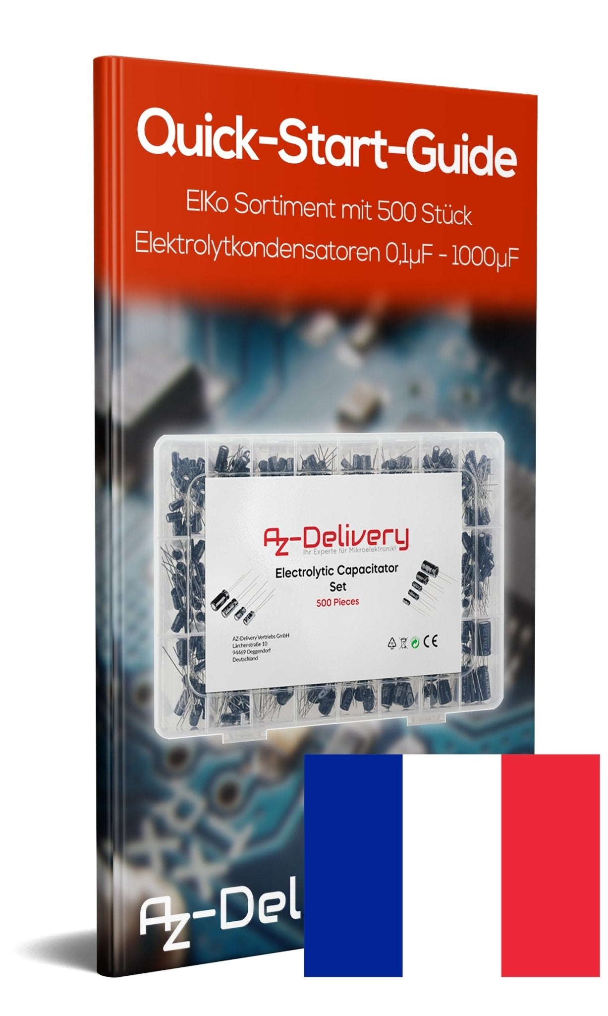 ElKo Sortiment Elektrolytkondensator Aluminium 24 Varianten, 500 Stück 0.1uF – 1000uF mit Aufbewahrungsbox - AZ-Delivery