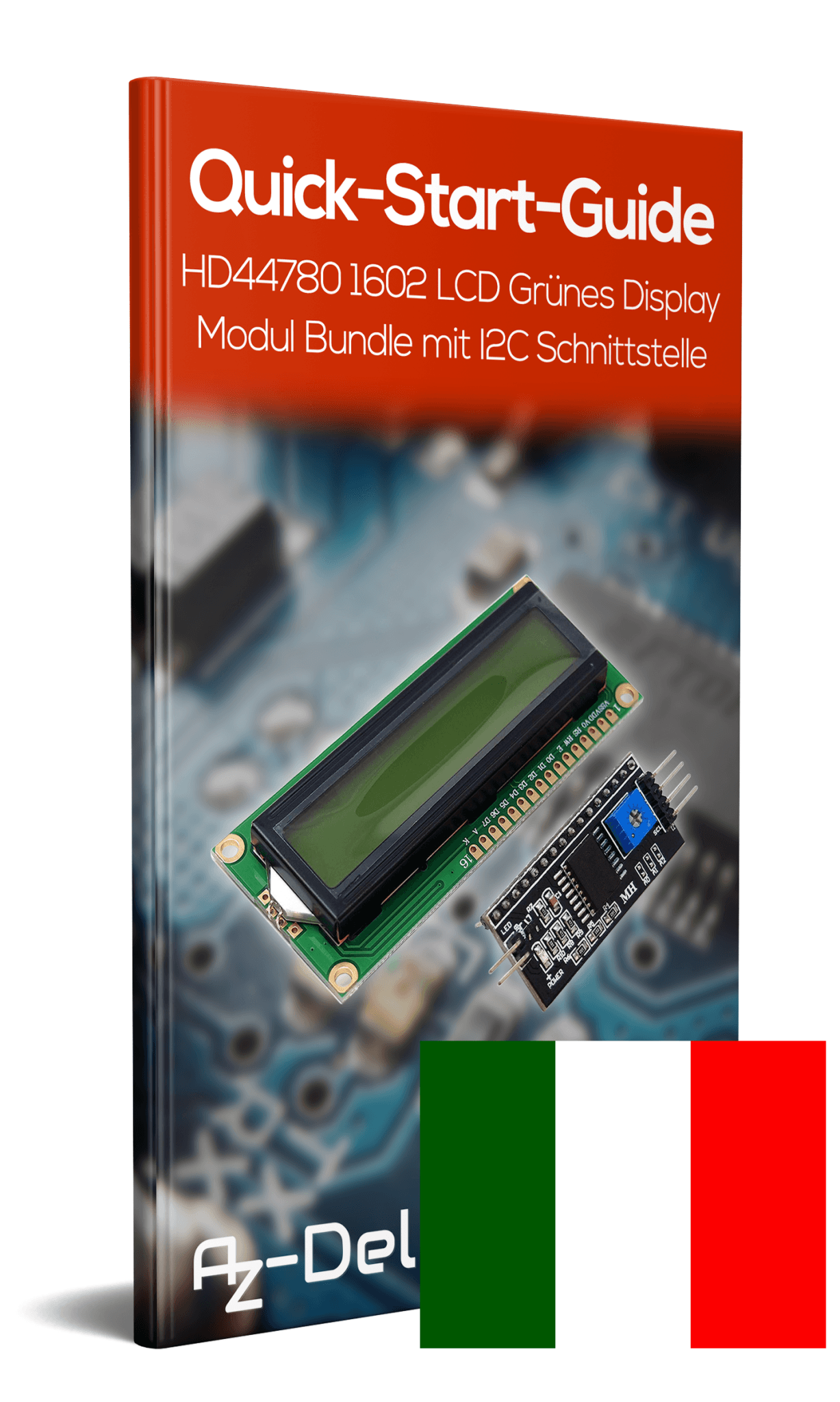 HD44780 1602 LCD Modul Display Bundle mit I2C Schnittstelle 2x16 Zeichen (mit grünem Hintergrund) - AZ-Delivery