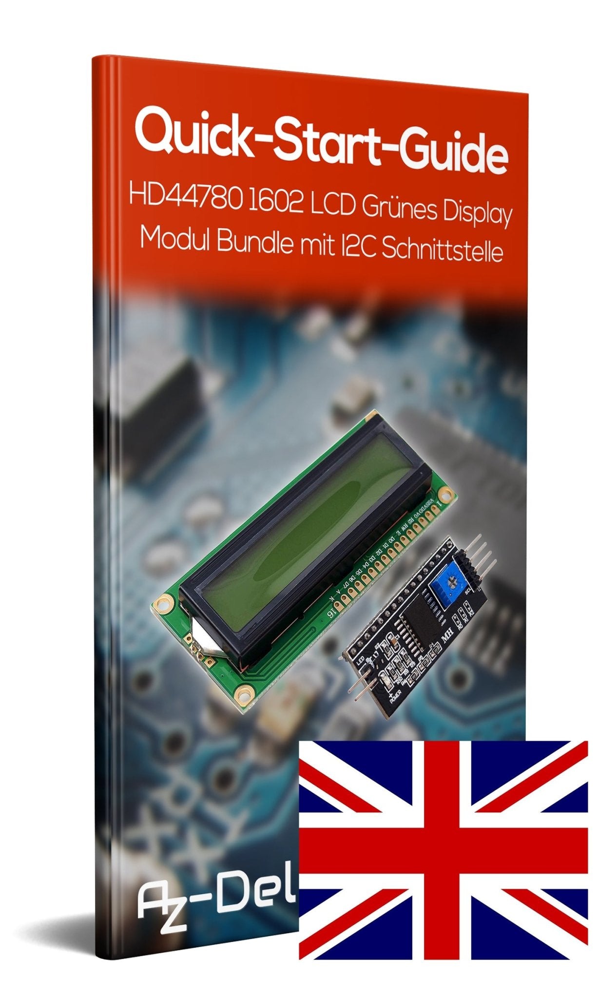 HD44780 1602 LCD Modul Display Bundle mit I2C Schnittstelle 2x16 Zeichen (mit grünem Hintergrund) - AZ-Delivery