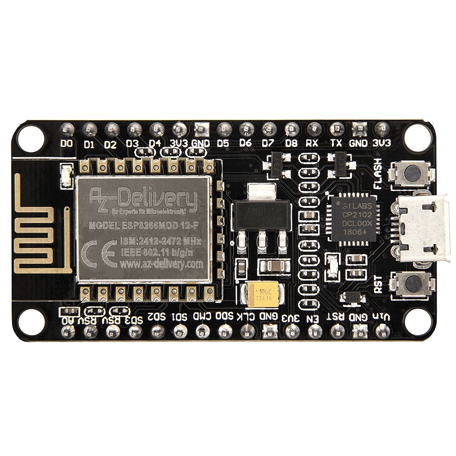 NodeMCU Lua Amica Modul V2 ESP8266 ESP-12F WIFI Wifi Development Board mit CP2102 - AZ-Delivery