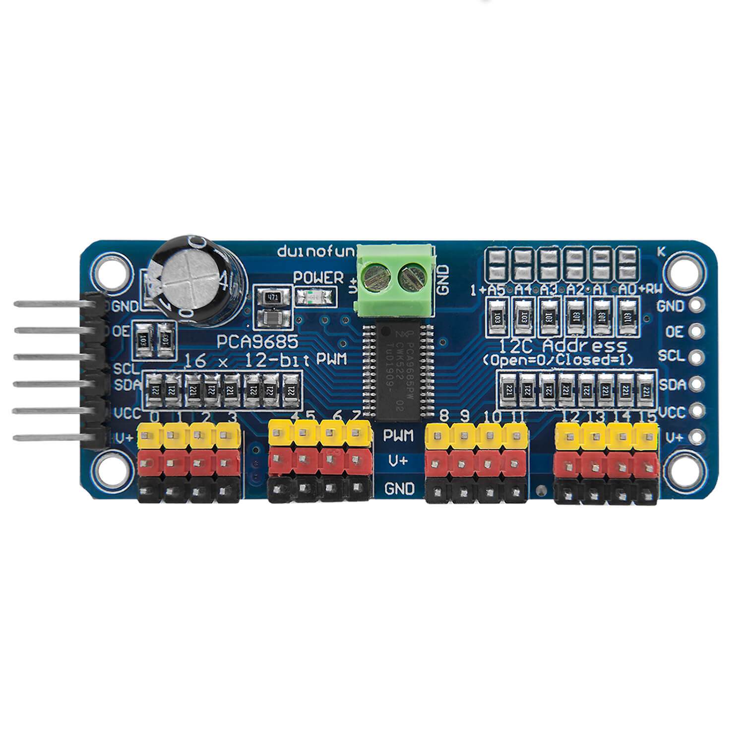 PCA9685 16 Kanal 12 Bit PWM Servotreiber für Raspberry Pi - AZ-Delivery