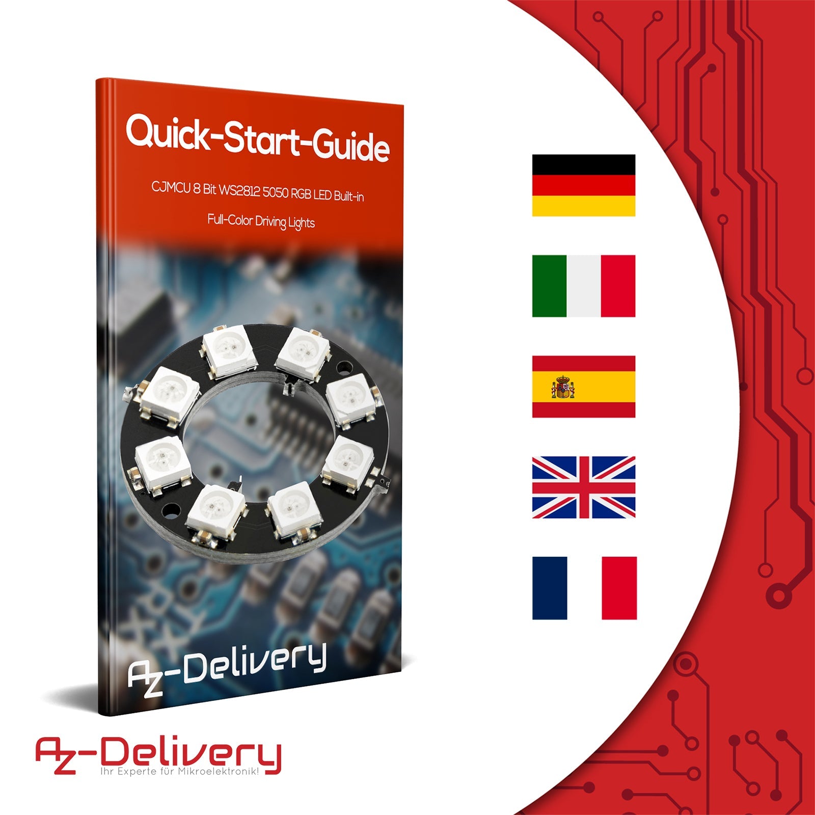 RGB LED Ring 8 bit WS2812 5050 + integrierter Treiber | Kompatibel mit Arduino und Raspberry - AZ-Delivery