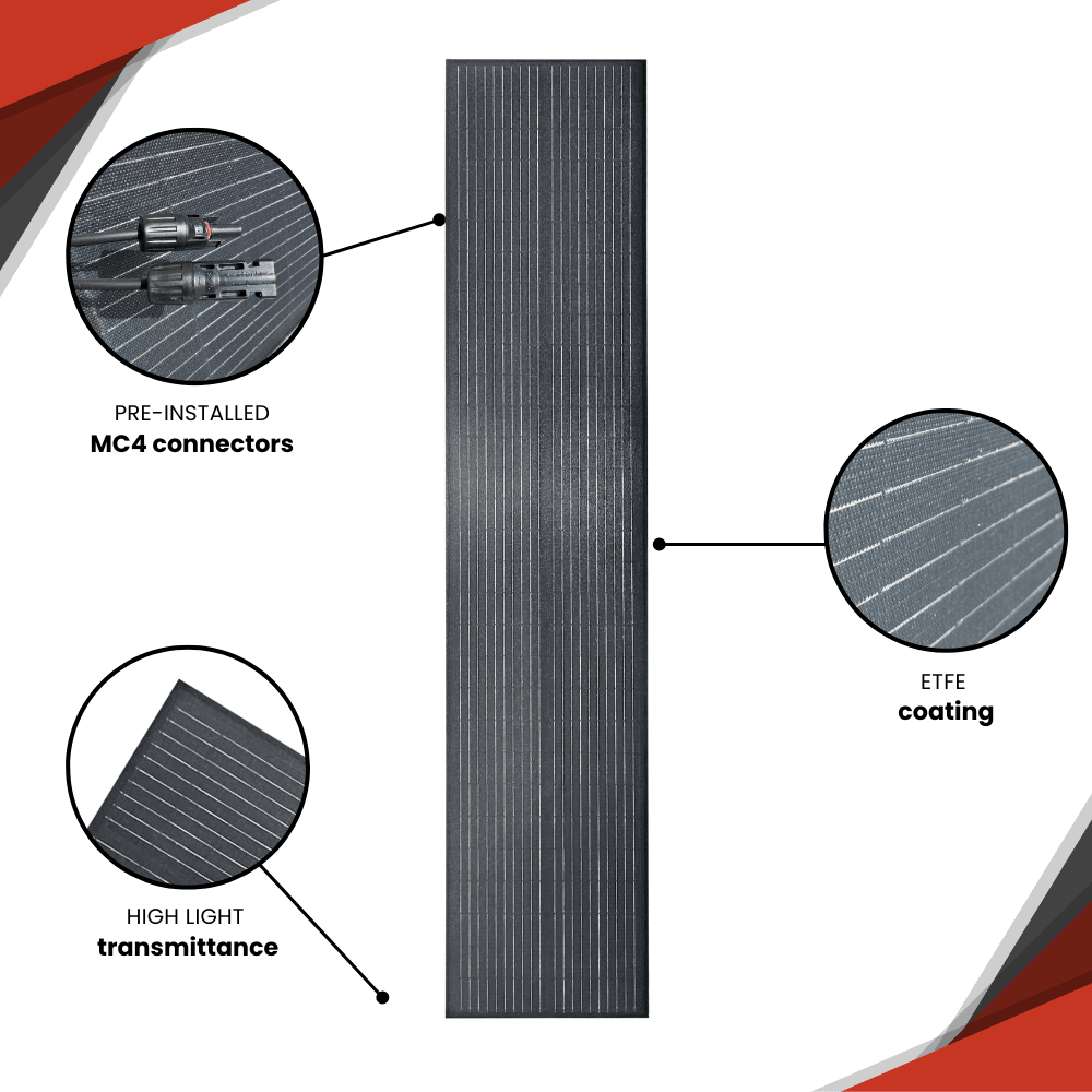 130W ETFE Flexibles Solarpanel – Monokristallines Solarmodul, Leicht & Robust, PV - Modul mit MC4 - Stecker, Ideal für Wohnmobil, Boot, Dach, Balkon, Camping & Netzunabhängige Anwendungen - AZ - Delivery