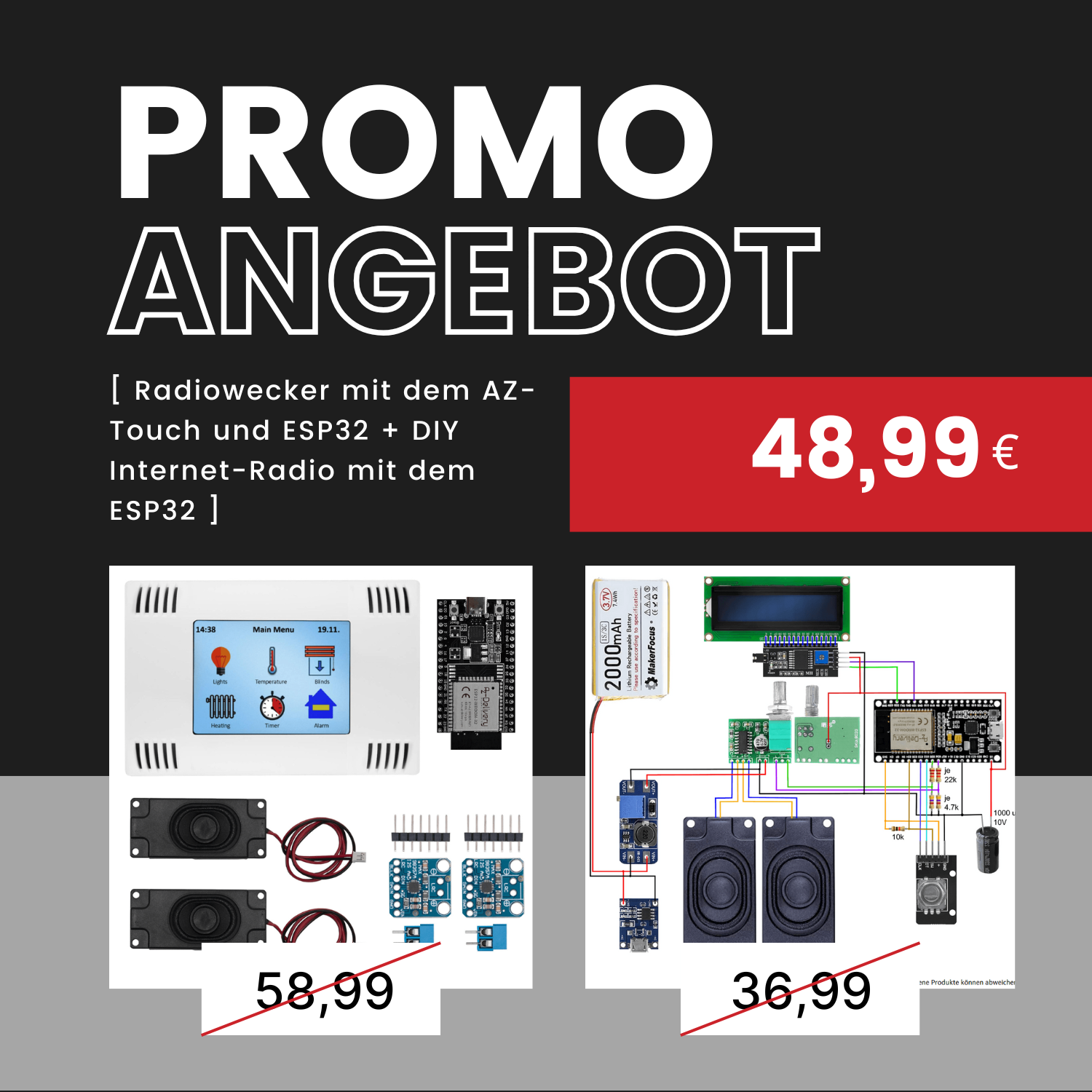 PROMO ANGEBOT: DIY Internet-Radio mit dem ESP32 Dev Kit C + Radiowecker mit dem AZ-Touch und ESP32