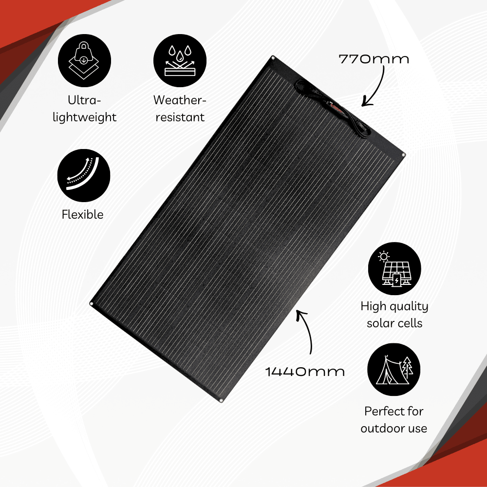 180W ETFE Flexibles Solarpanel – Monokristallines Solarmodul, Leicht & Robust, PV - Modul mit MC4 - Stecker, Ideal für Wohnmobil, Boot, Dach, Balkon, Camping & Netzunabhängige Anwendungen - AZ - Delivery