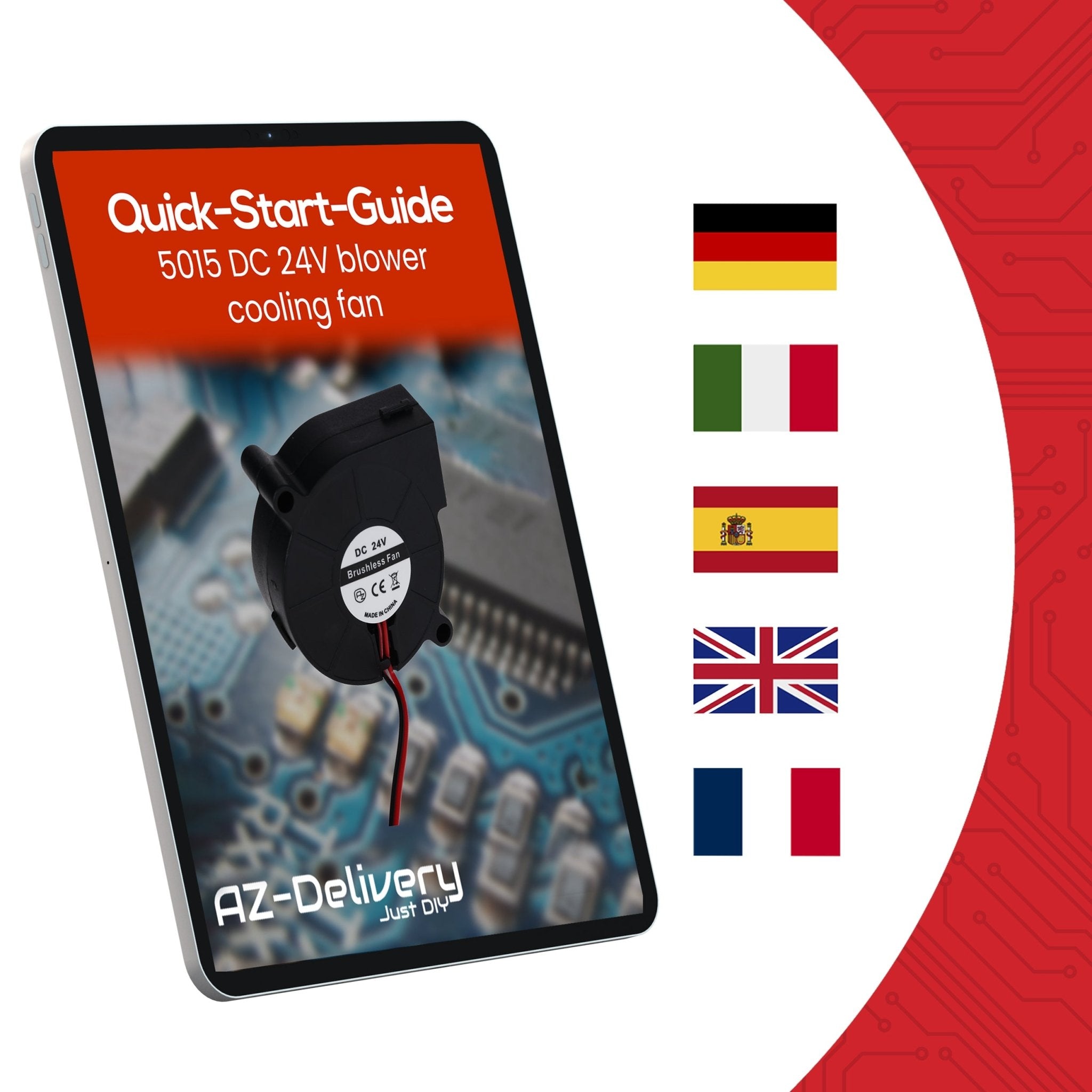 5015 DC 24V Lüfter Radiallüfter – 50 x 50 x 15 mm Brushless Mini - Gebläse für Elektronik - Kühlung, 3D - Drucker, Haushaltsgeräte – Leise & Effizient, 2 - Pin Anschluss – inkl. E - Book - AZ - Delivery