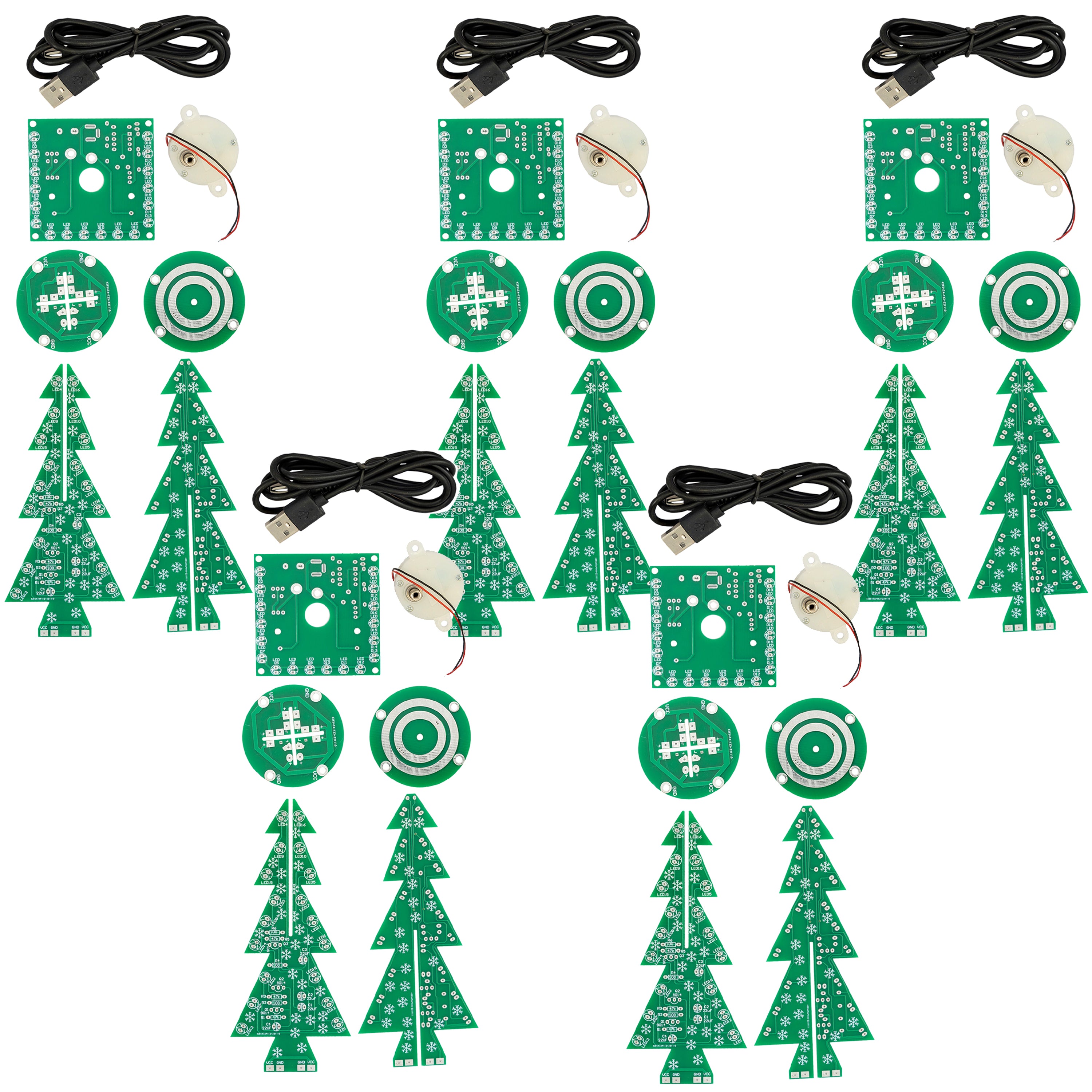 Kit per albero di Natale a LED fai da te: kit elettronico per albero di Natale da saldare - kit di saldatura per un albero di Natale rotante con LED e connessione USB