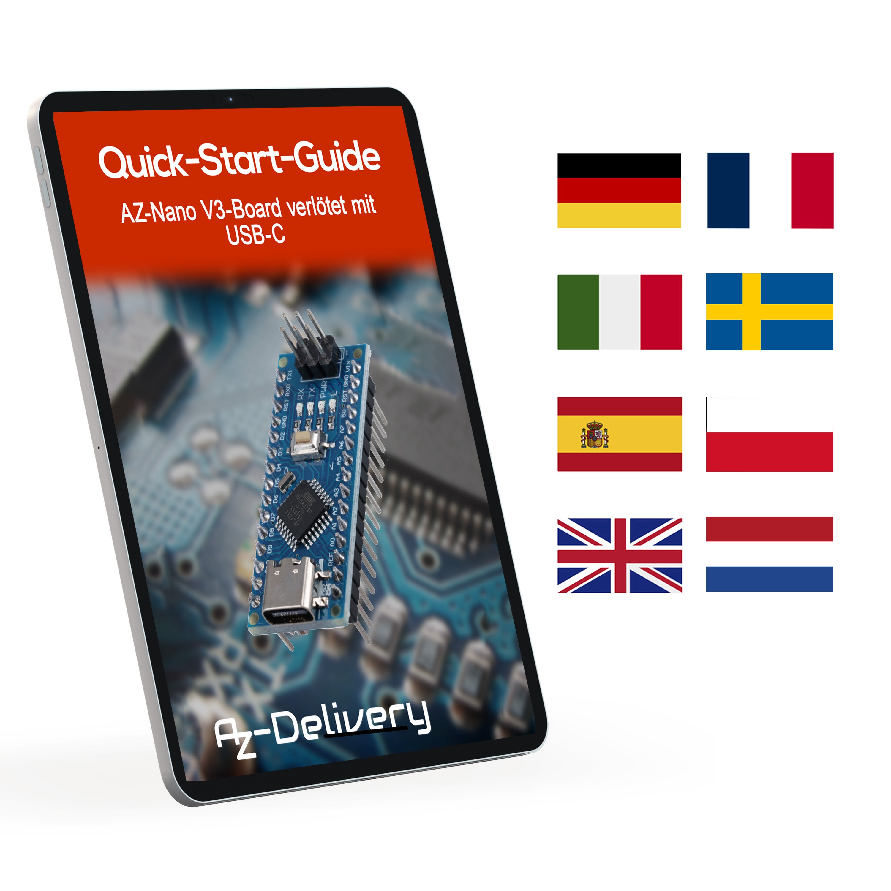 AZ-Nano V3-Board mit USB-C Anschluss mit Atmega328 CH340 fertig verlötete, verbesserte Version