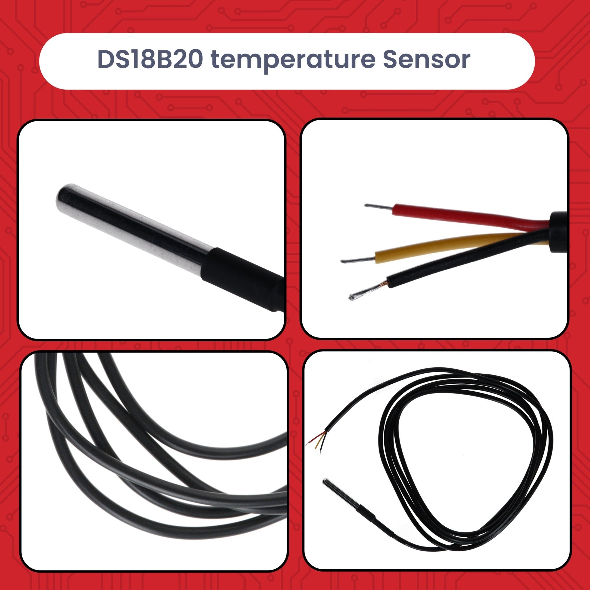 DS18B20 2m Kabel digitaler Edelstahl Temperatursensor Temperaturfühler, wasserdicht kompatibel mit Arduino und Raspberry Pi inklusive E - Book - AZ - Delivery
