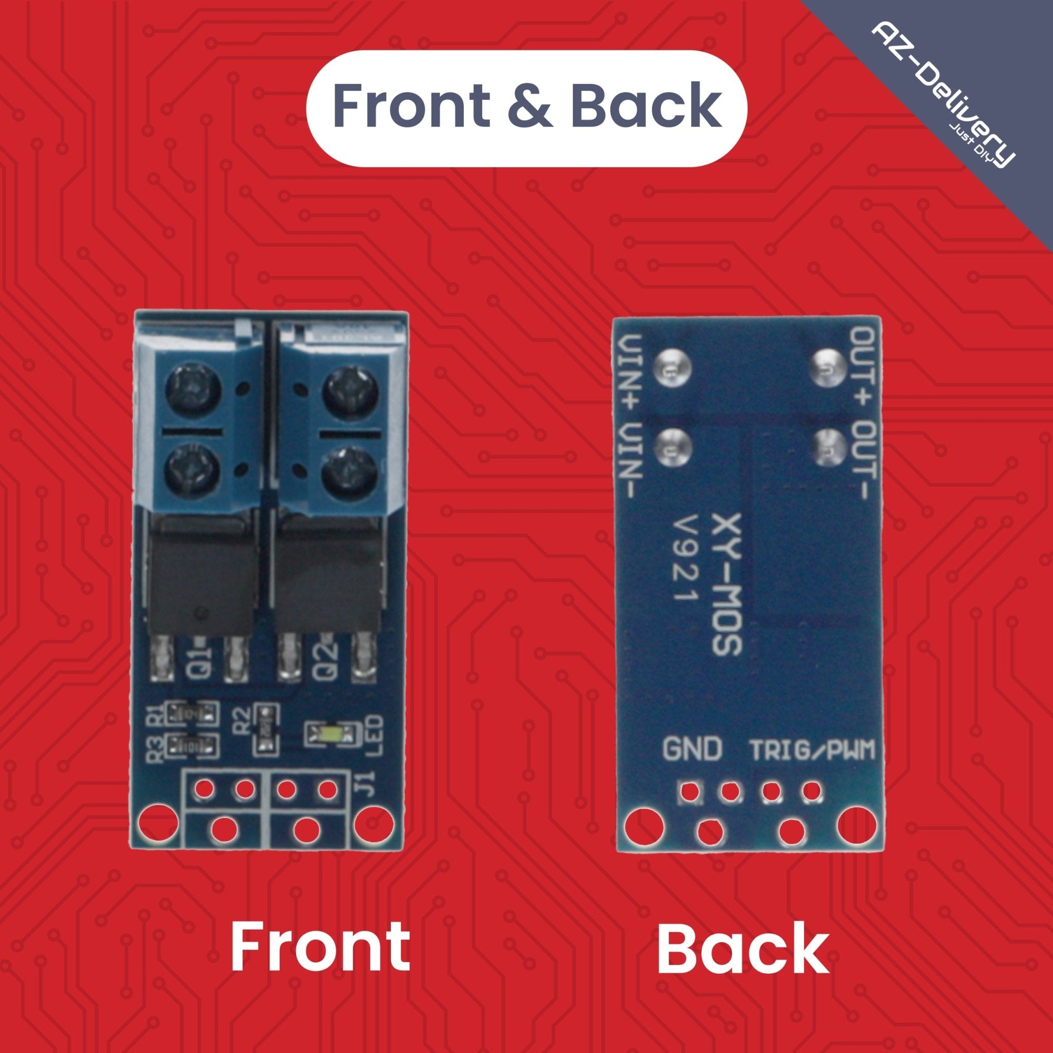 MOSFET PWM Regler Modul DC 5V - 36V 15A, kompatibel mit Arduino - kompatibel mit Raspberry Pi, für Mikrocontroller, LED 12V, Solenoid, Motorsteuerung, Servo Motor, Schrittmotor, Netzteil, PWM Controller, Transistor - AZ - Delivery