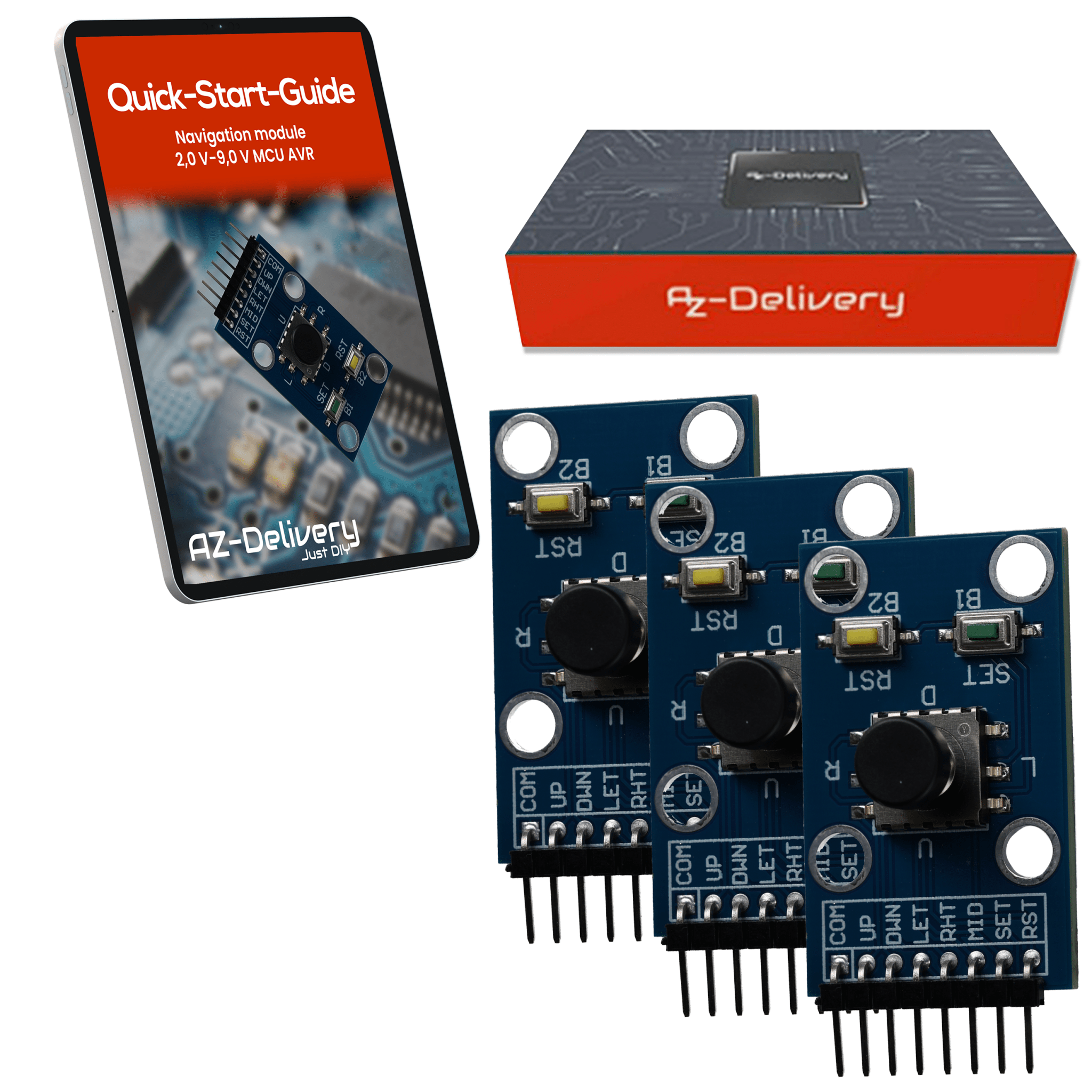 Projekt - /Menü - Navigations Modul mit Joystick und Tastern kompatibel mit Arduino und Raspberry Pi – Digitales Eingabemodul zur Menüsteuerung und Projekt - Navigation - AZ - Delivery