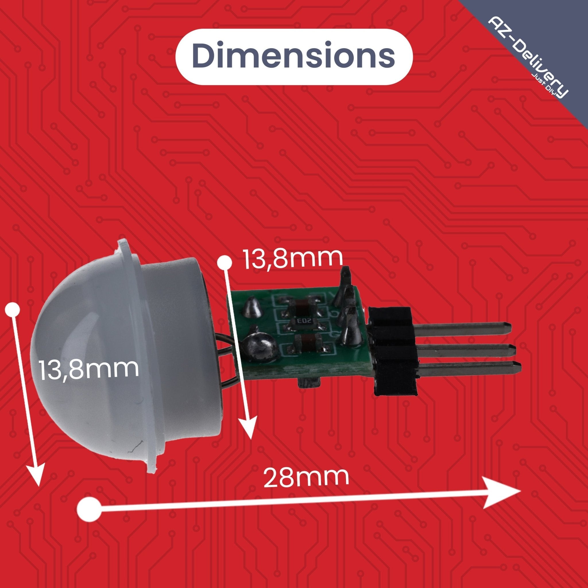 SR312 Mini PIR Bewegungssensor 12V – Infrarot IR Sensor Modul für Arduino, 2,7–12V, 100° Erfassung, 5m Reichweite, kompakter Bewegungsmelder, HC - SR501 Alternative - AZ - Delivery