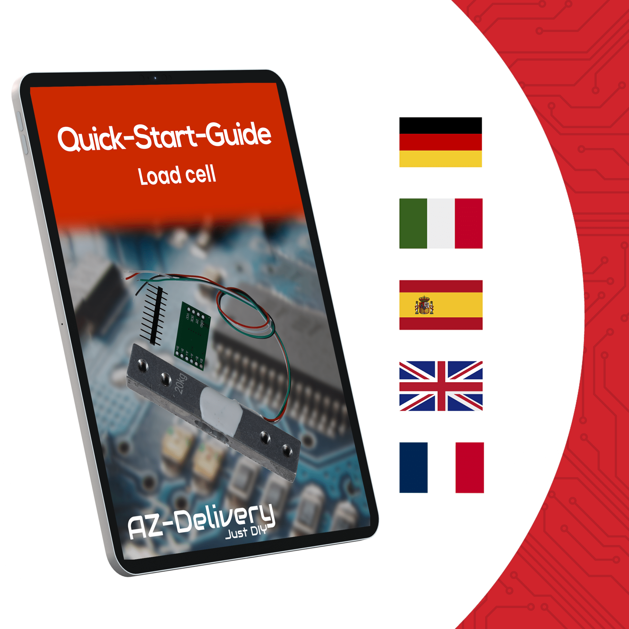 Wägezelle 20 kg mit HX711 Modul – Präzisionssensor zur Gewichtsmessung kompatibel mit Arduino & Raspberry Pi – Set inkl. Verstärker - ADC zur Kraftmessung - AZ - Delivery