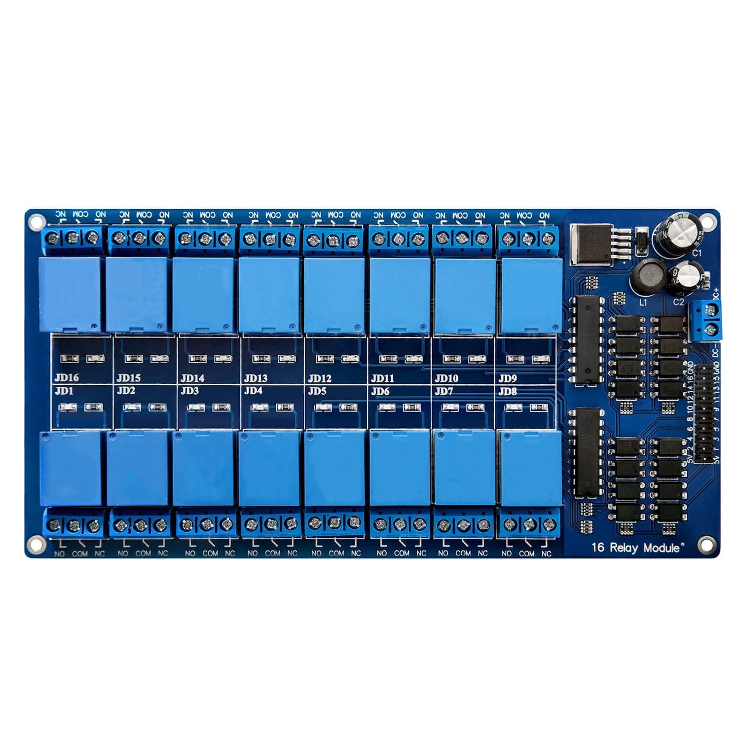 16-Relais Modul 12V mit Optokoppler Low-Level-Trigger kompatibel mit Arduino und Raspberry Pi