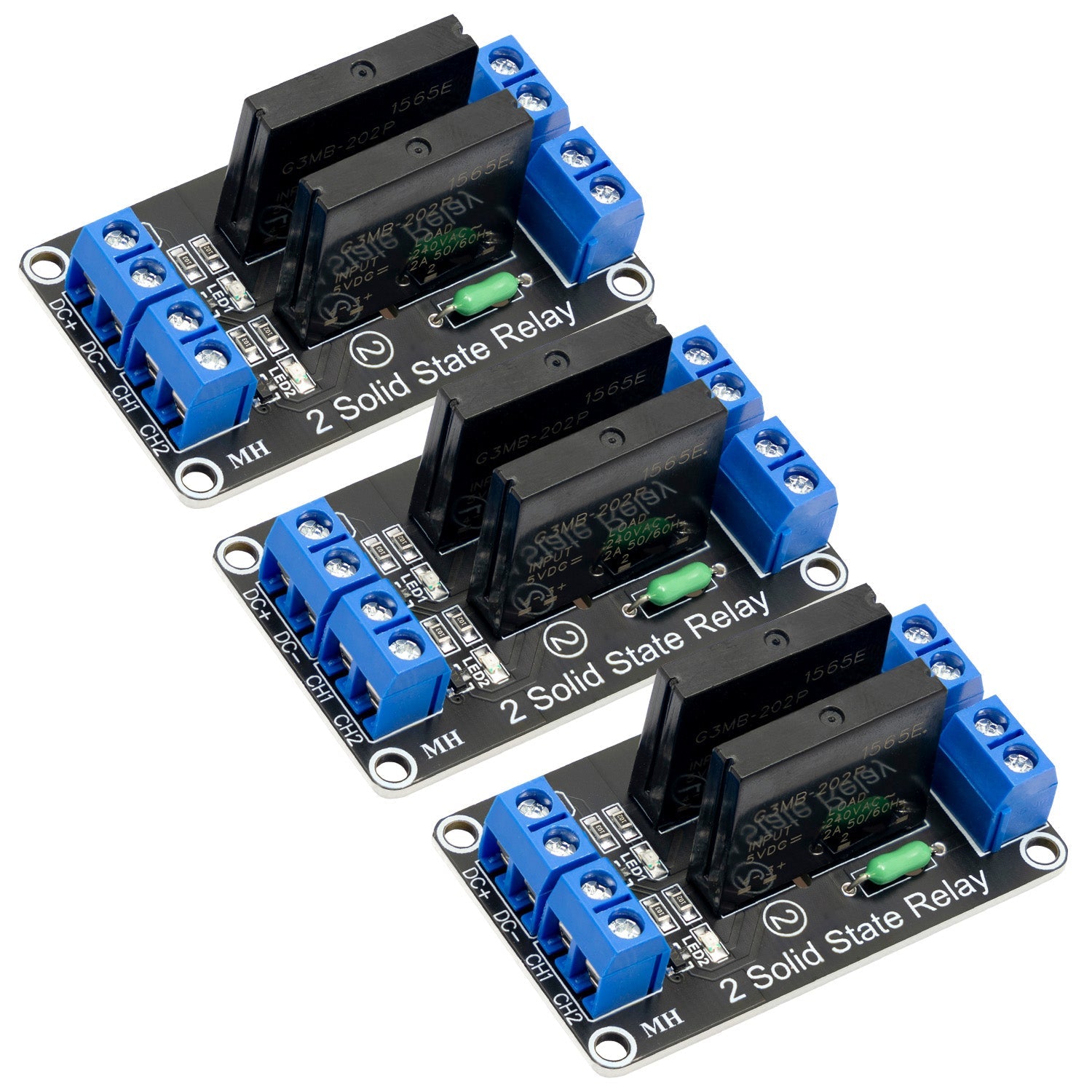 2 Kanaal Solid State Relais 5V DC Low Level Trigger Power Switch Compatibel met Arduino en Raspberry Pi
