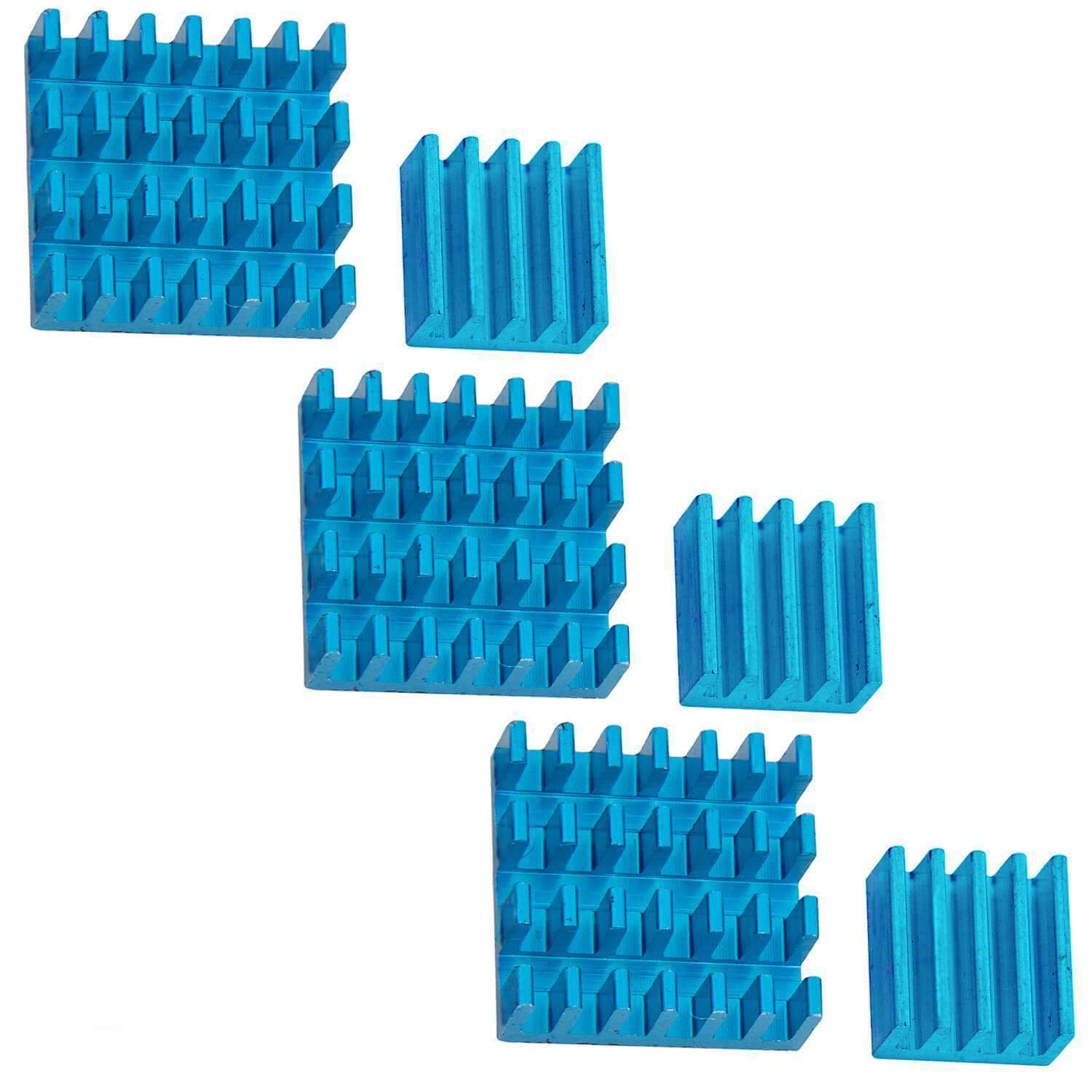 2er Set blaue Alu Kühlkörper passiv für Raspberry Pi 3 mit wärmeleitender Spezialklebefolie RaspberryPi Zubehör AZ-Delivery 3x Set 