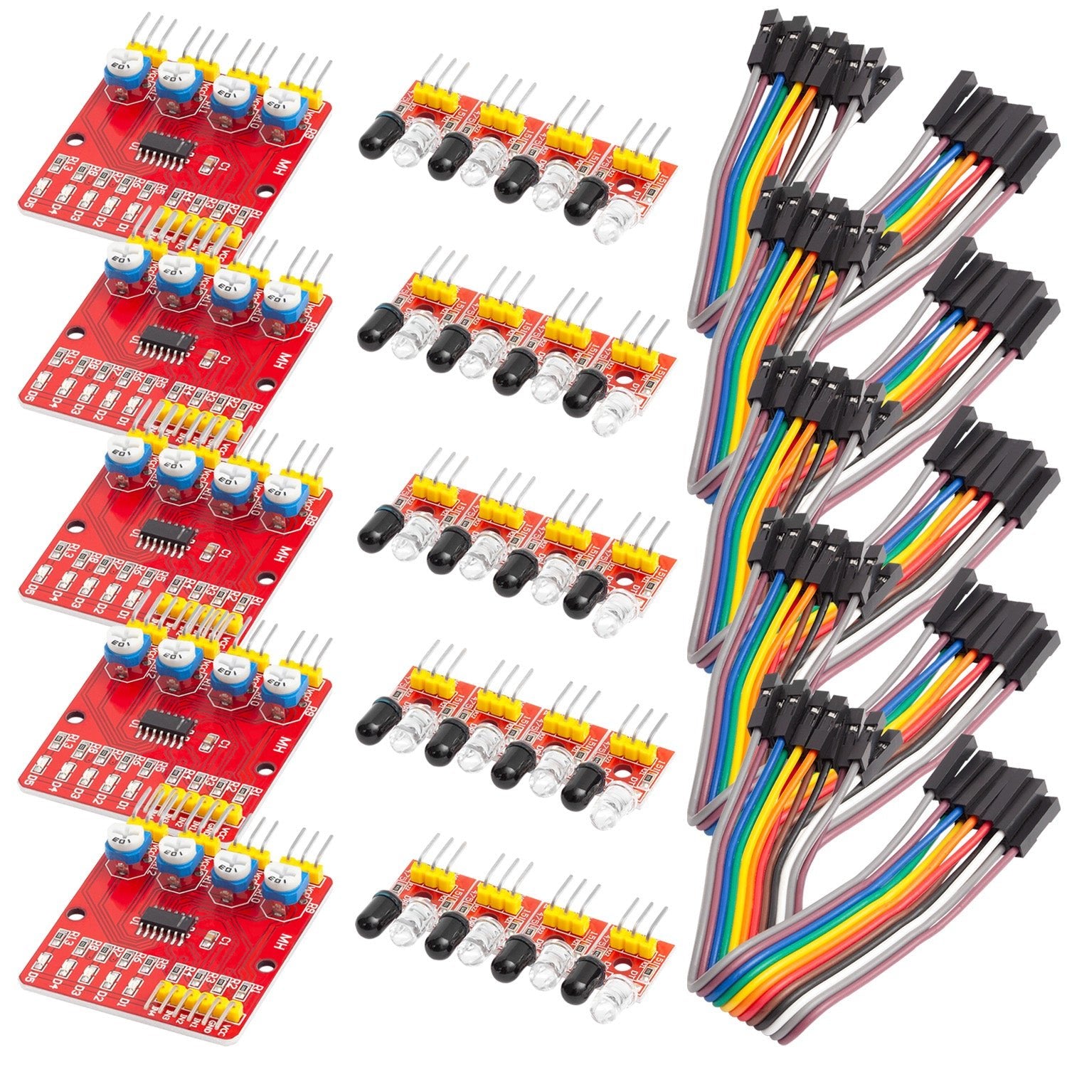 Líneas infrarrojas de 4 canales Reflexión de reflexión Módulo de sensor SMART Conjunto de módulo de detector de distancia inteligente con prevención de obstrucción automática y evitación de obstáculos PCB